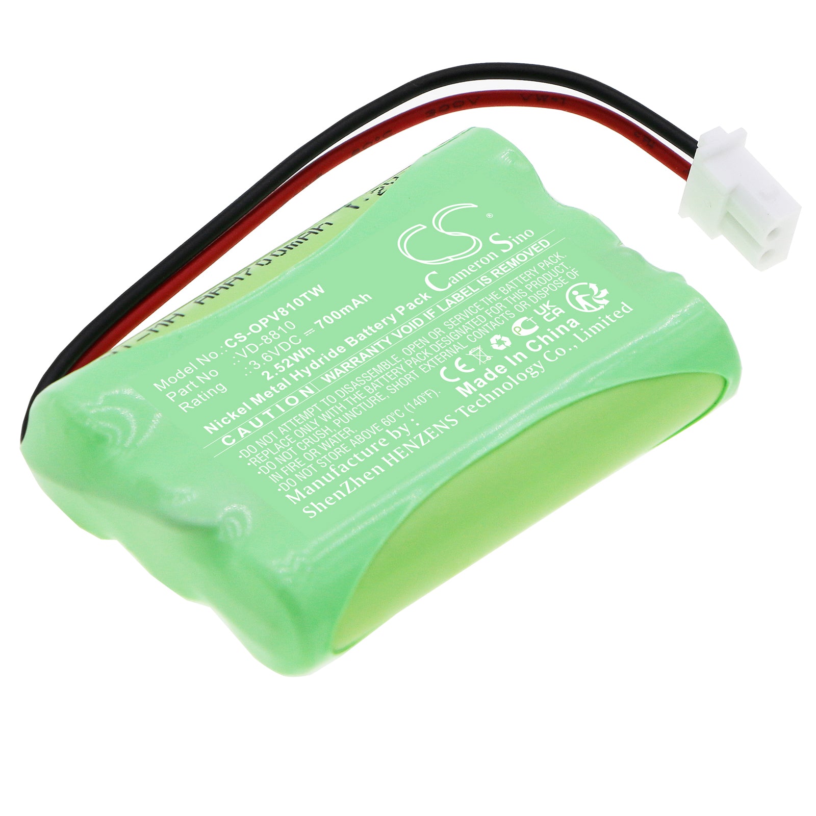 Ni-MH, Home Security Camera Battery fits Iq America Vd-8810, Ivision Ivision-l, 3.6V, 700mAh Home Security Camera Cameron Sino Technology Limited