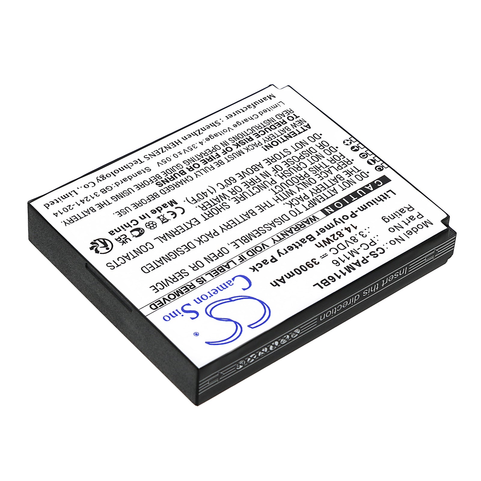 Li-Polymer, Payment Terminal Battery fits Pax X3s, X5, 3.8V, 3900mAh Payment Terminal Cameron Sino Technology Limited