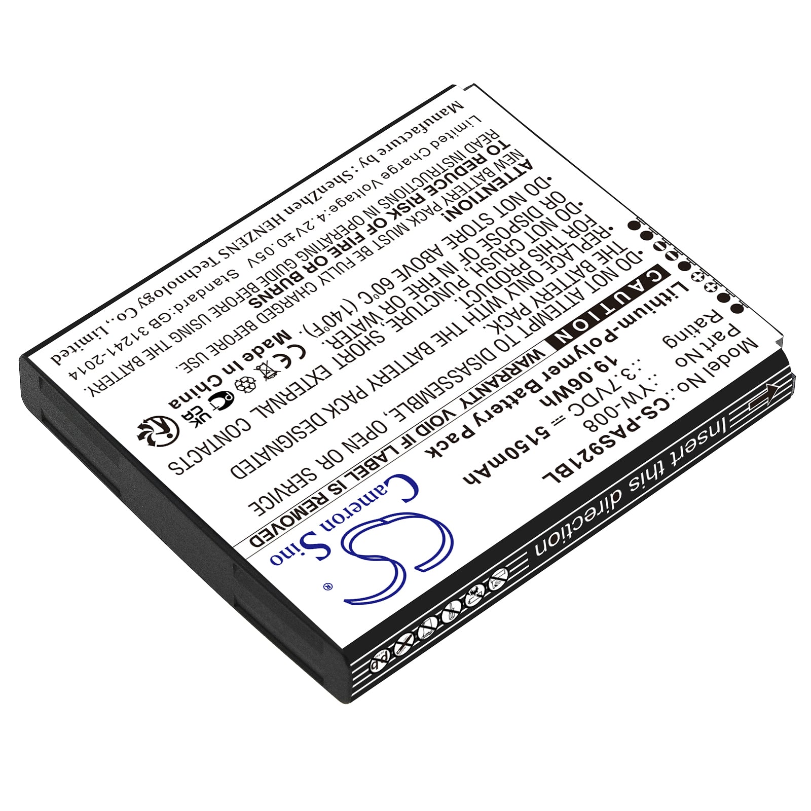 Li-Polymer, Payment Terminal Battery fits Pax A920 Pro, 3.7V, 5150mAh Payment Terminal Cameron Sino Technology Limited