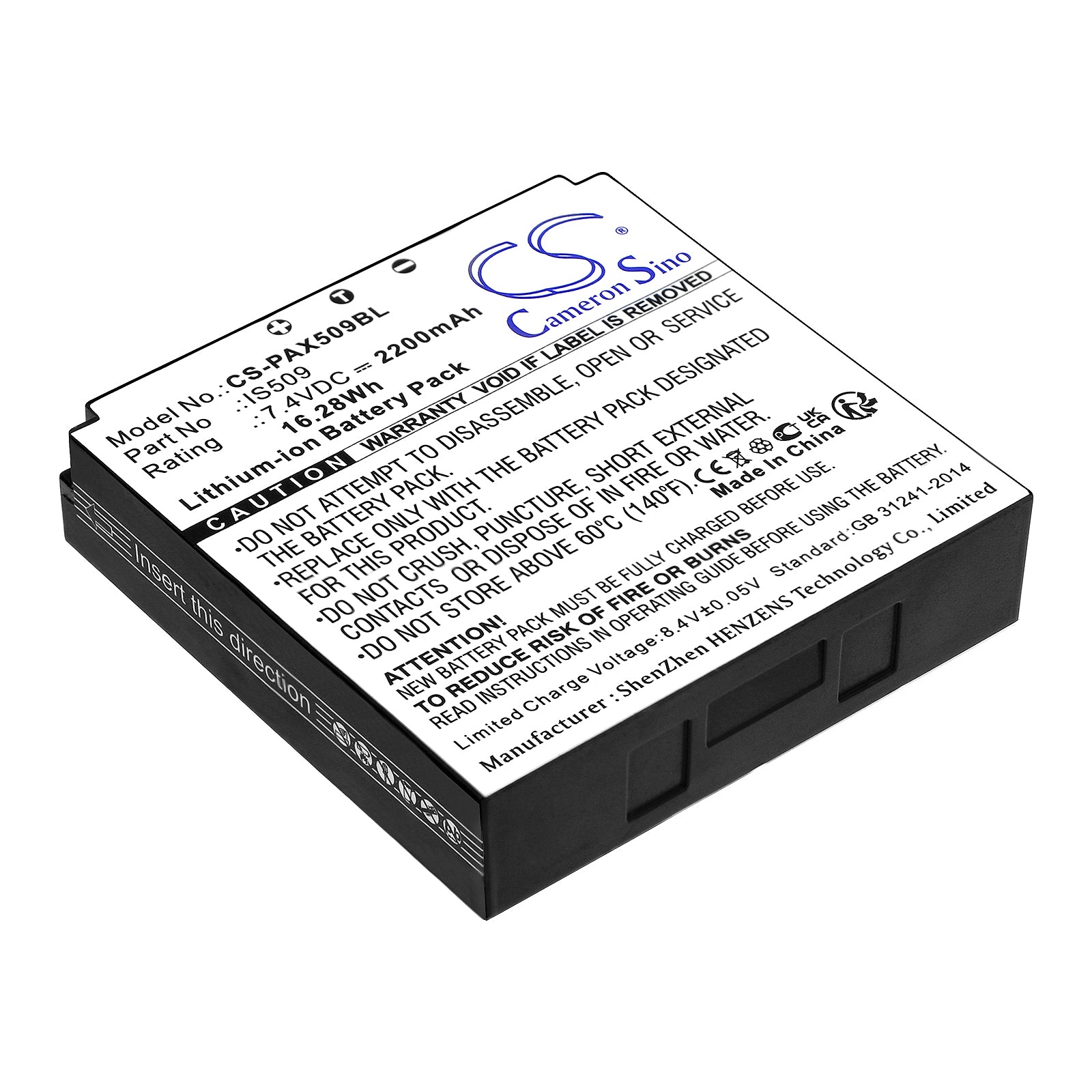 Li-ion, Payment Terminal Battery fits Pax S900, 7.4V, 2200mAh Payment Terminal Cameron Sino Technology Limited