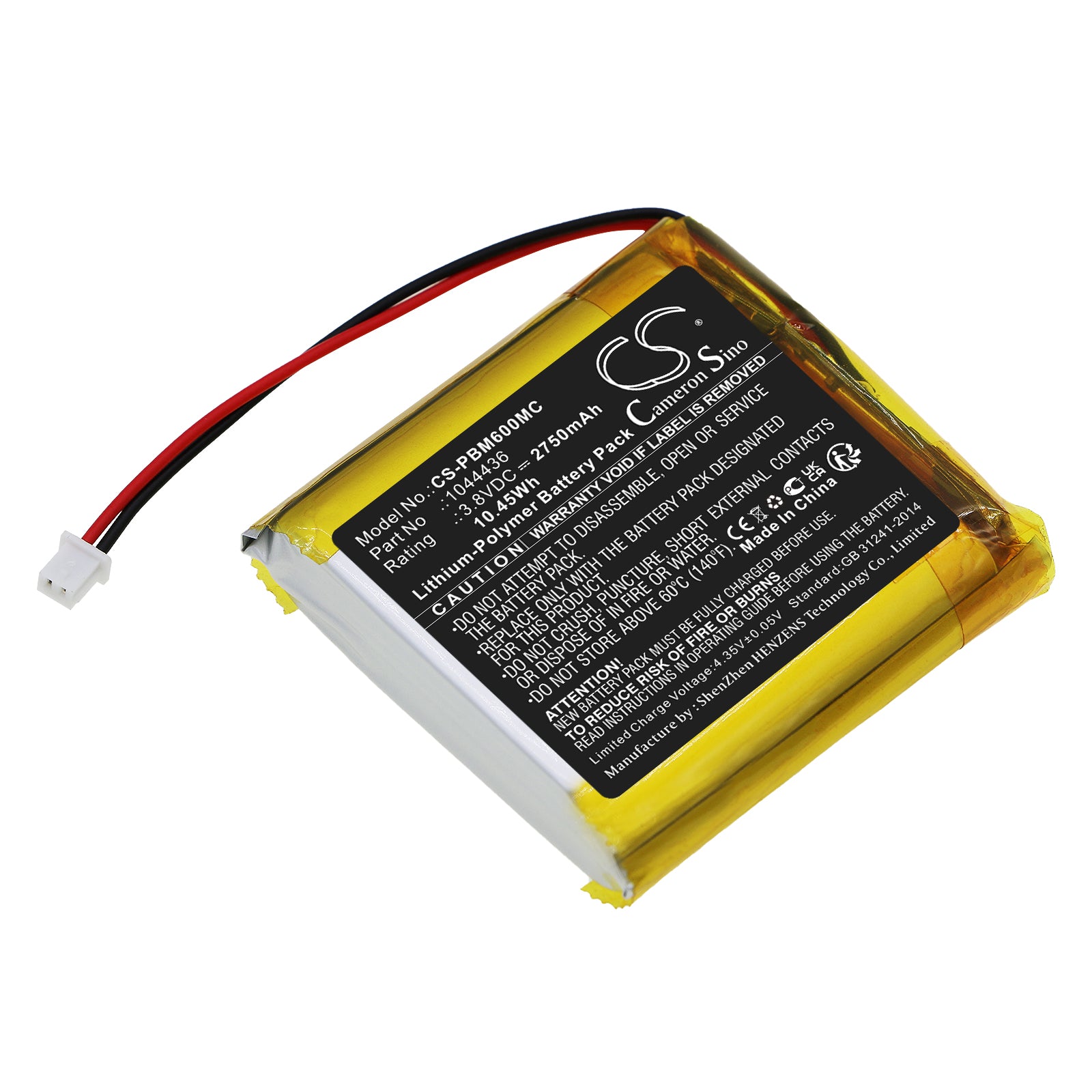 Li-Polymer, Body Camera Battery fits Pyle Ppbcm6, 3.8V, 2750mAh Body Camera Cameron Sino Technology Limited