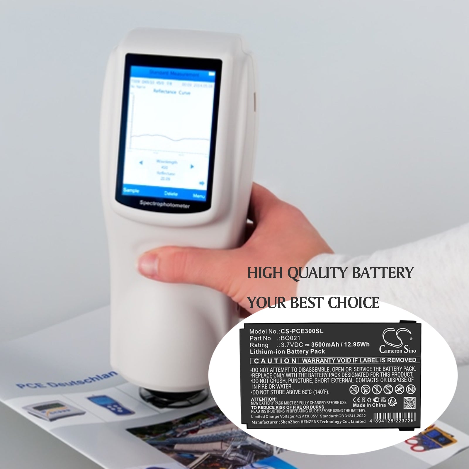 3.7V, Li-Polymer, 3500mAh, Battery fits PCE Instruments Colorimeter PCE-CSM 10, Colorimeter PCE-CSM 3, 12.95Wh Equipment, Survey, Test Cameron Sino Technology Limited