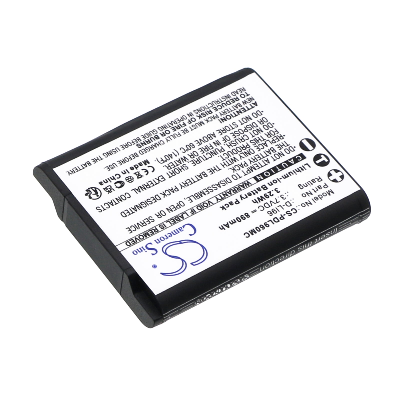 Li-ion, Camera Battery fits Pentax Wg-1000, 3.7V, 890mAh Camera Cameron Sino Technology Limited