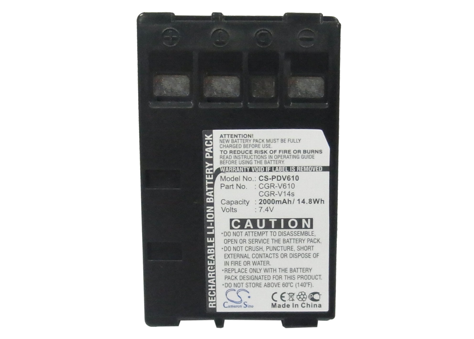 Li-ion, Camera Battery fits Panasonic Nvrs7, Nvrx14, 7.4V, 2000mAh Camera Cameron Sino Technology Limited