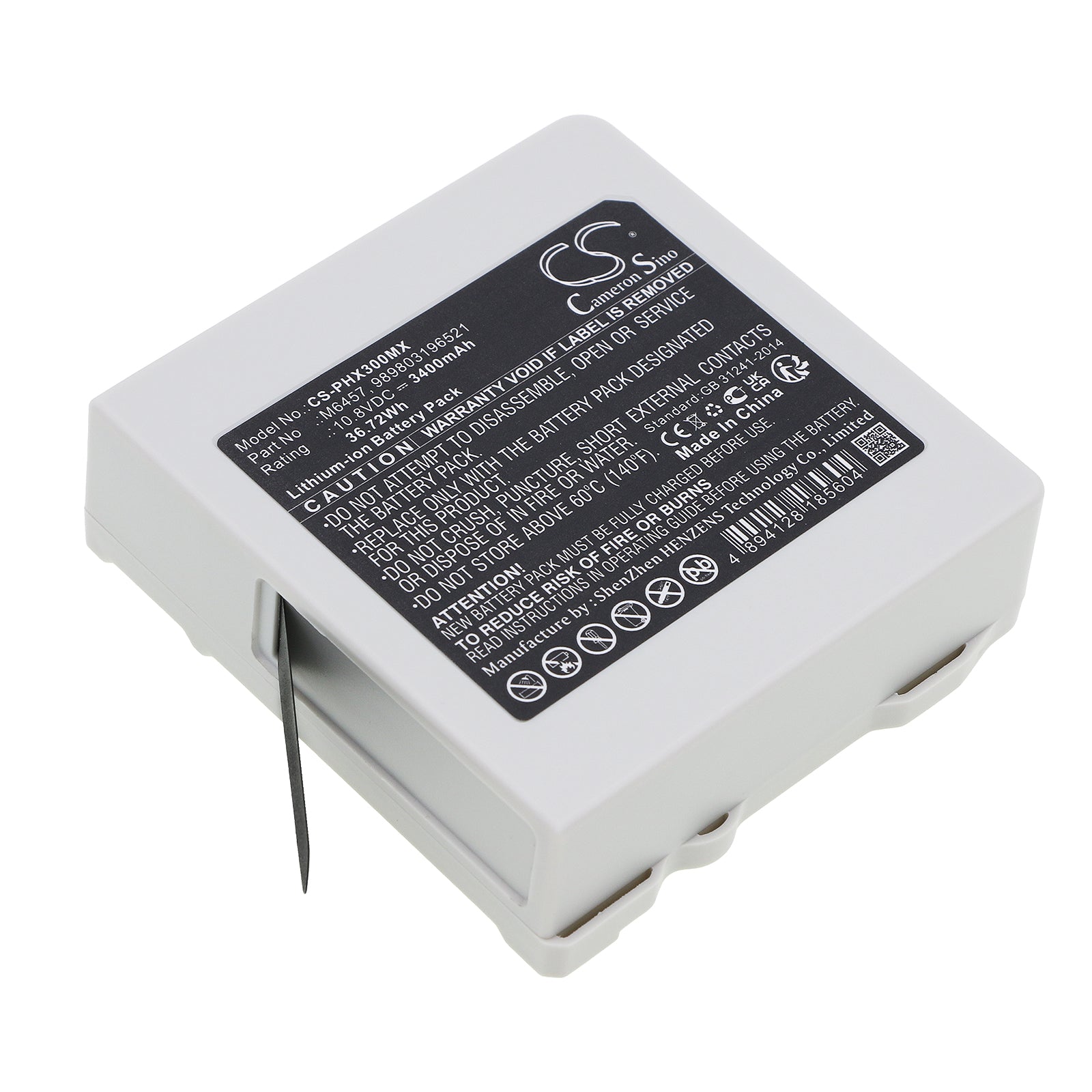Li-ion, Medical Battery fits Philips 867030, 867033, 10.8V, 3400mAh Medical Cameron Sino Technology Limited