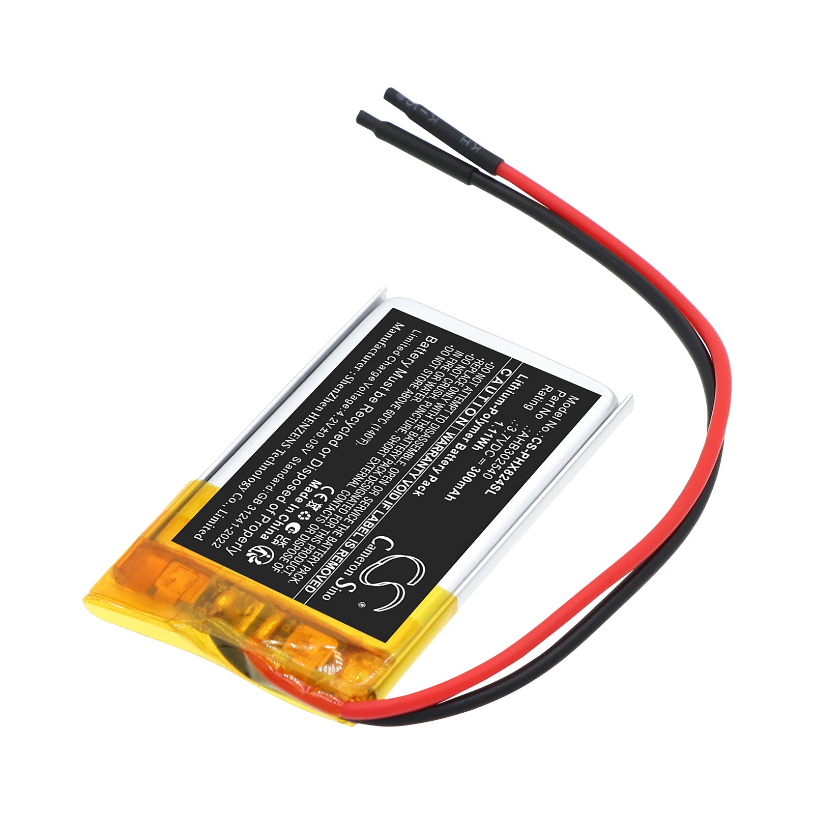 3.7V, Li-Polymer, 300mAh, Battery fits Philips Airfloss Pro, Airfloss Ultra, 1.11Wh Shaver Cameron Sino Technology Limited