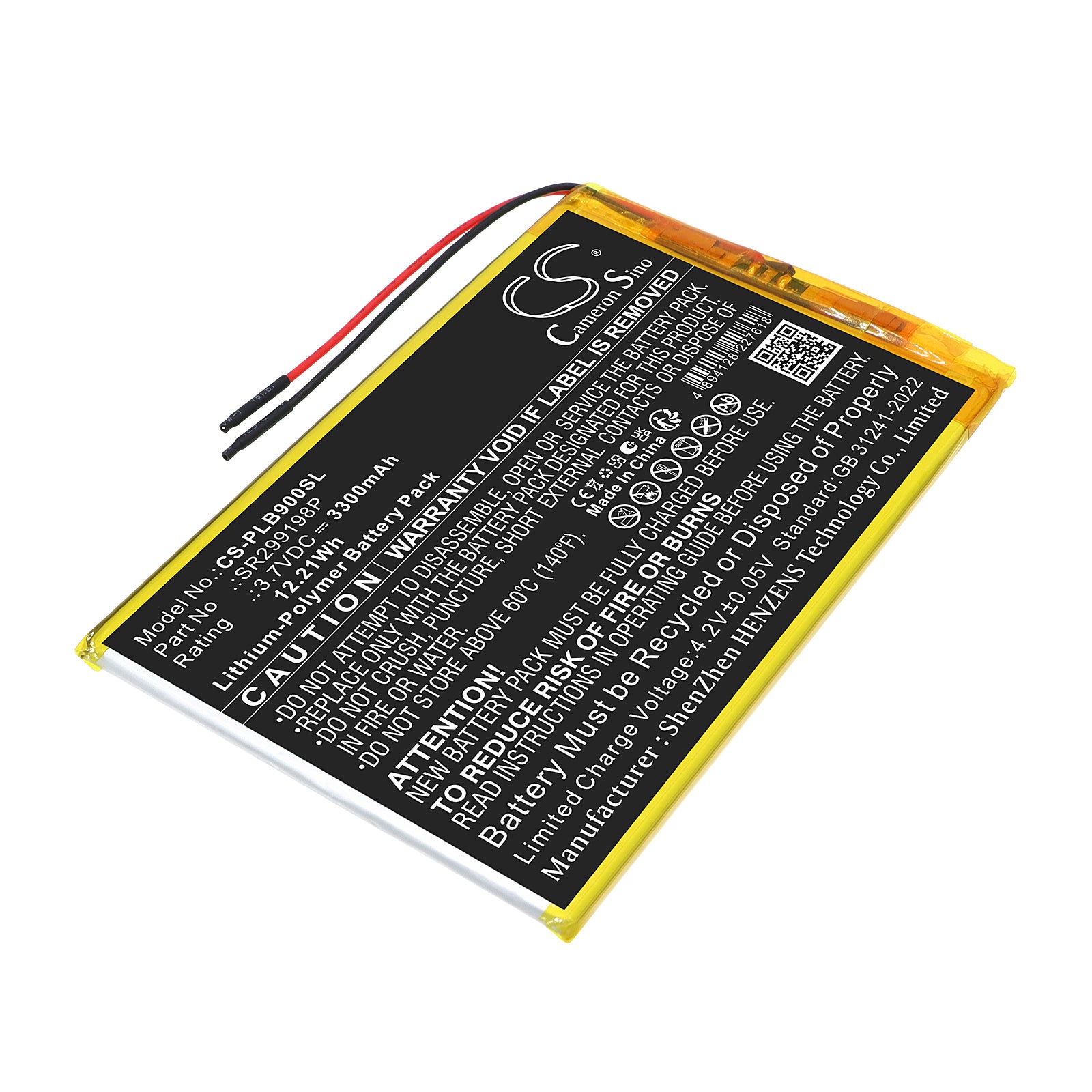 3.7V, Li-Polymer, 3300mAh, Battery fits Polaroid BDL0948PCE, 12.21Wh Tablet Cameron Sino Technology Limited
