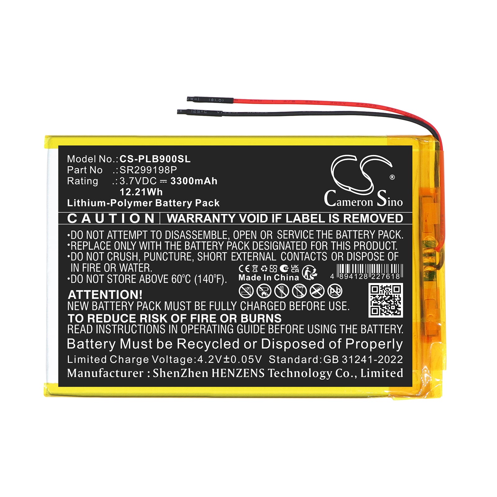 3.7V, Li-Polymer, 3300mAh, Battery fits Polaroid BDL0948PCE, 12.21Wh Tablet Cameron Sino Technology Limited
