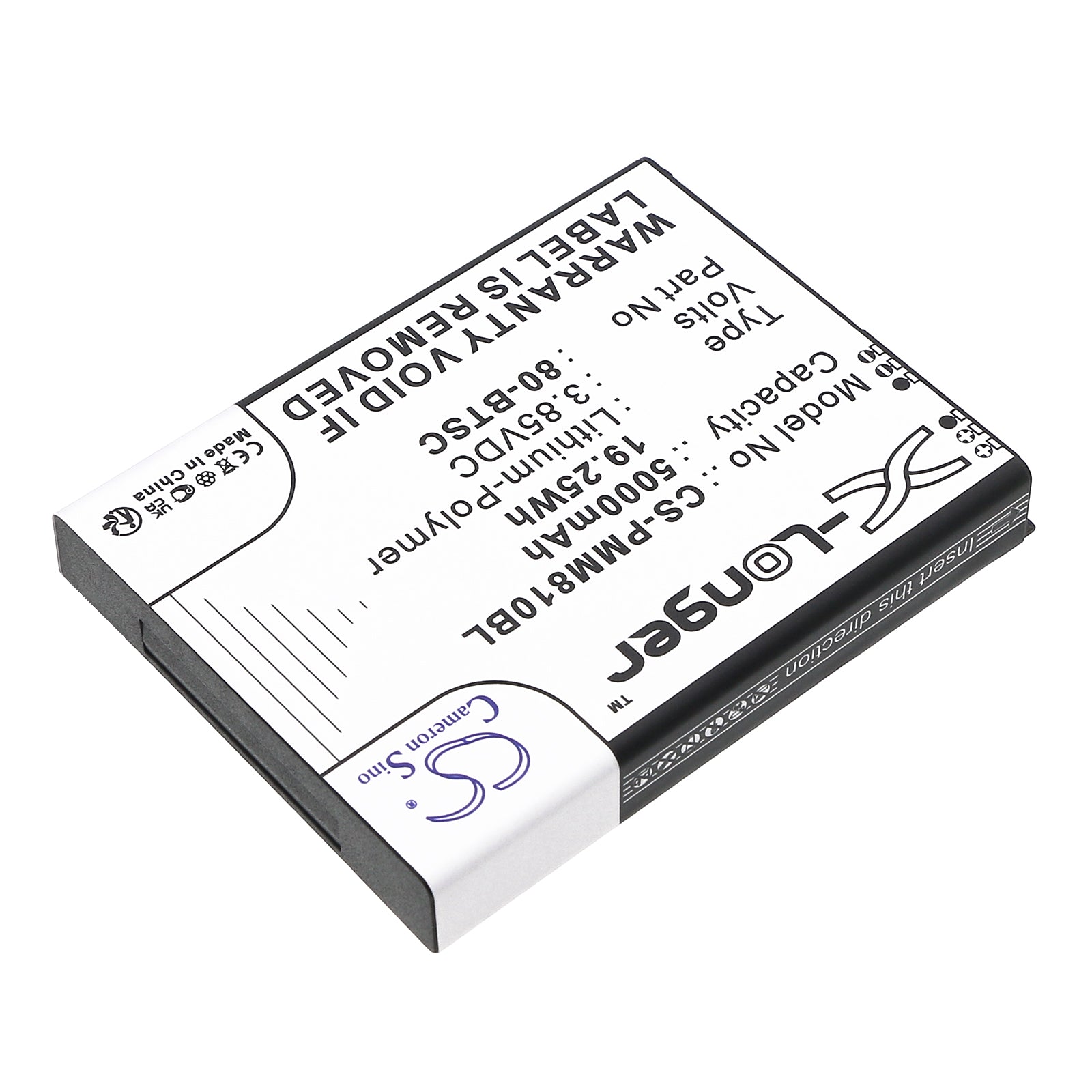 3.85V, Li-Polymer, 5000mAh, Battery fits Point Mobile PM80, 19.25Wh Barcode Scanner Cameron Sino Technology Limited