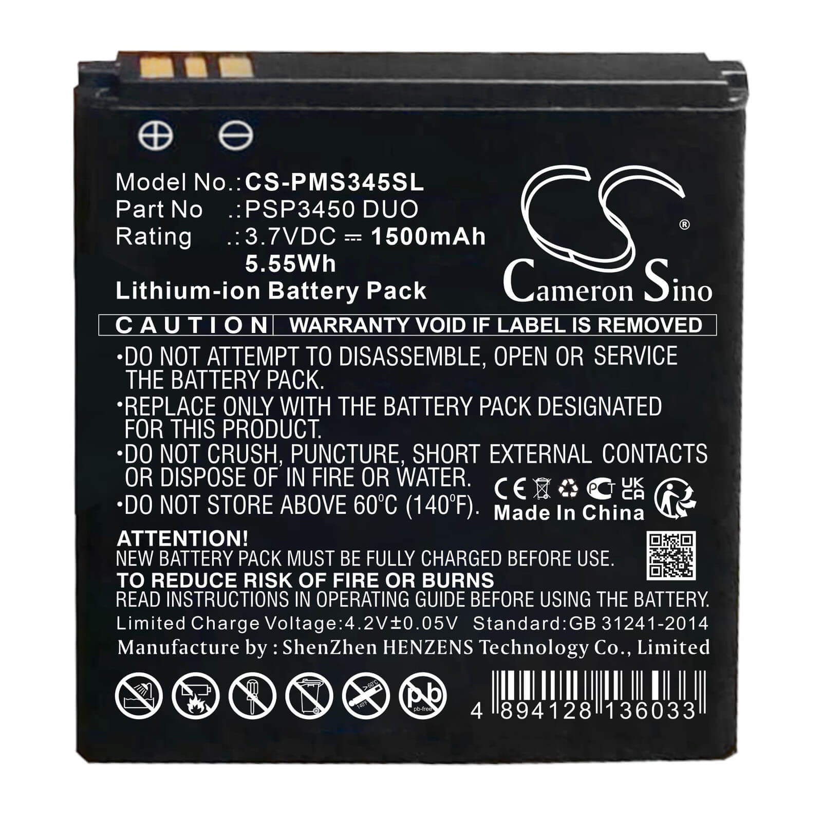Li-ion Battery fits Prestigio, psp3450 duo 3.7V, 1500mAh Mobile & SmartPhone Cameron Sino Technology Limited