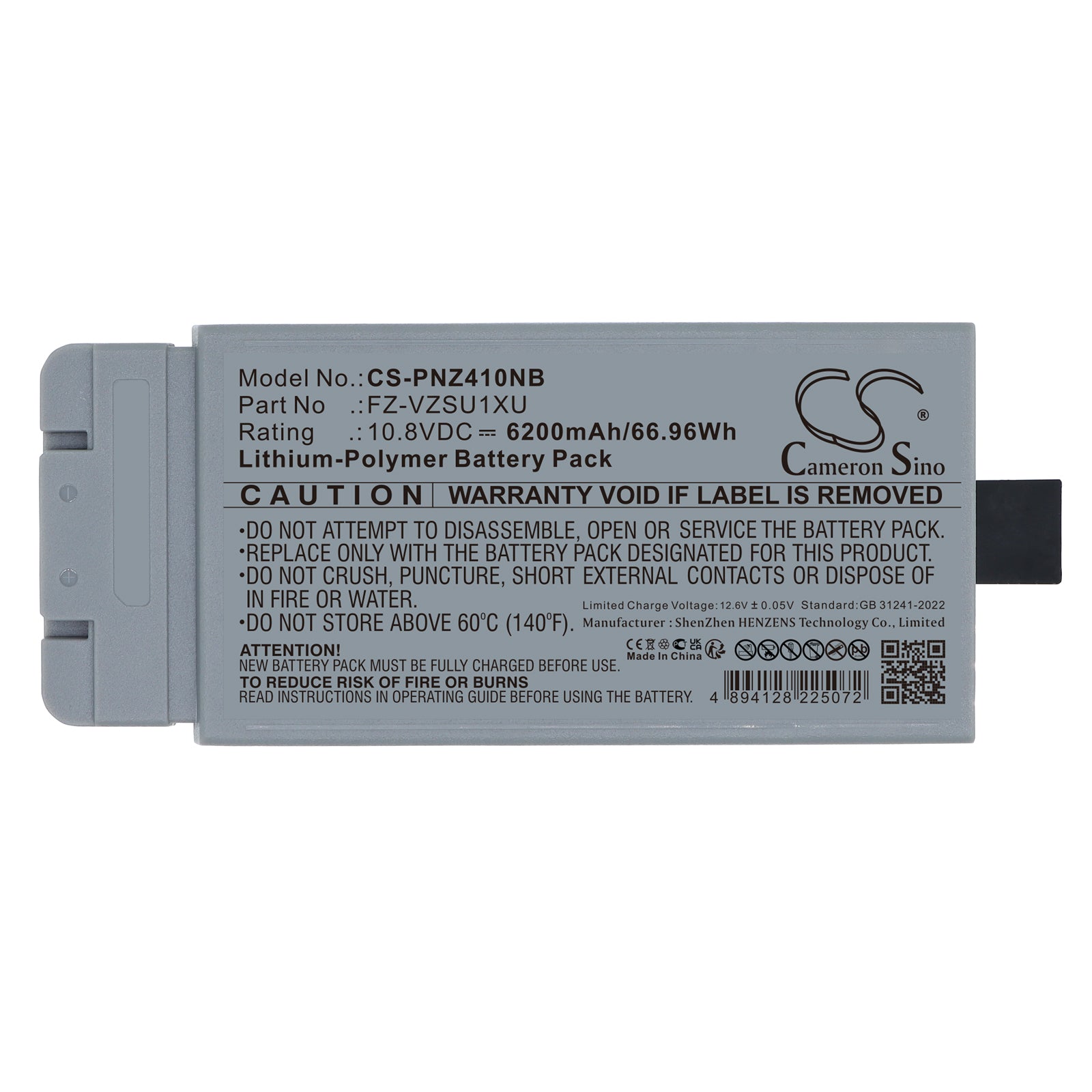 10.8V, Li-Polymer, 6200mAh, Battery fits Panasonic FZ-40ABAACAJ, FZ-40ABAAXAJ, 66.96Wh Notebook, Laptop Cameron Sino Technology Limited