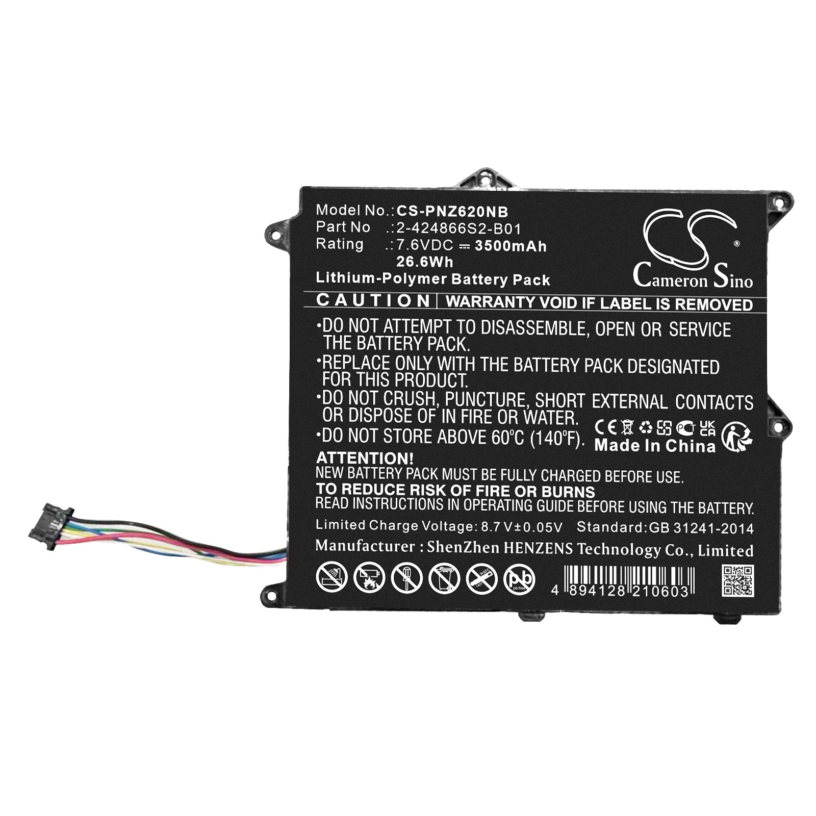 Li-Polymer, Notebook, Laptop Battery fits Panasonic Cf-xz6, Cf-xz62, 7.6V, 3500mAh Notebook, Laptop Cameron Sino Technology Limited