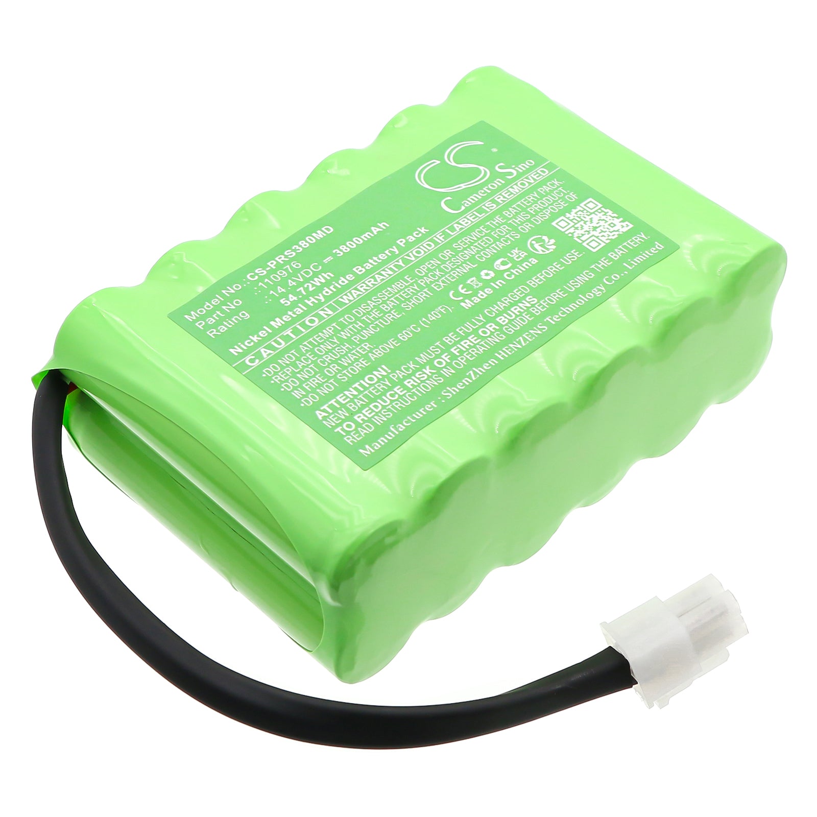 14.4V, Ni-MH, 3800mAh, Battery fits Progetti defibrillator Rescue Life, defibrillator Rescue Life 38, 54.72Wh Medical Cameron Sino Technology Limited