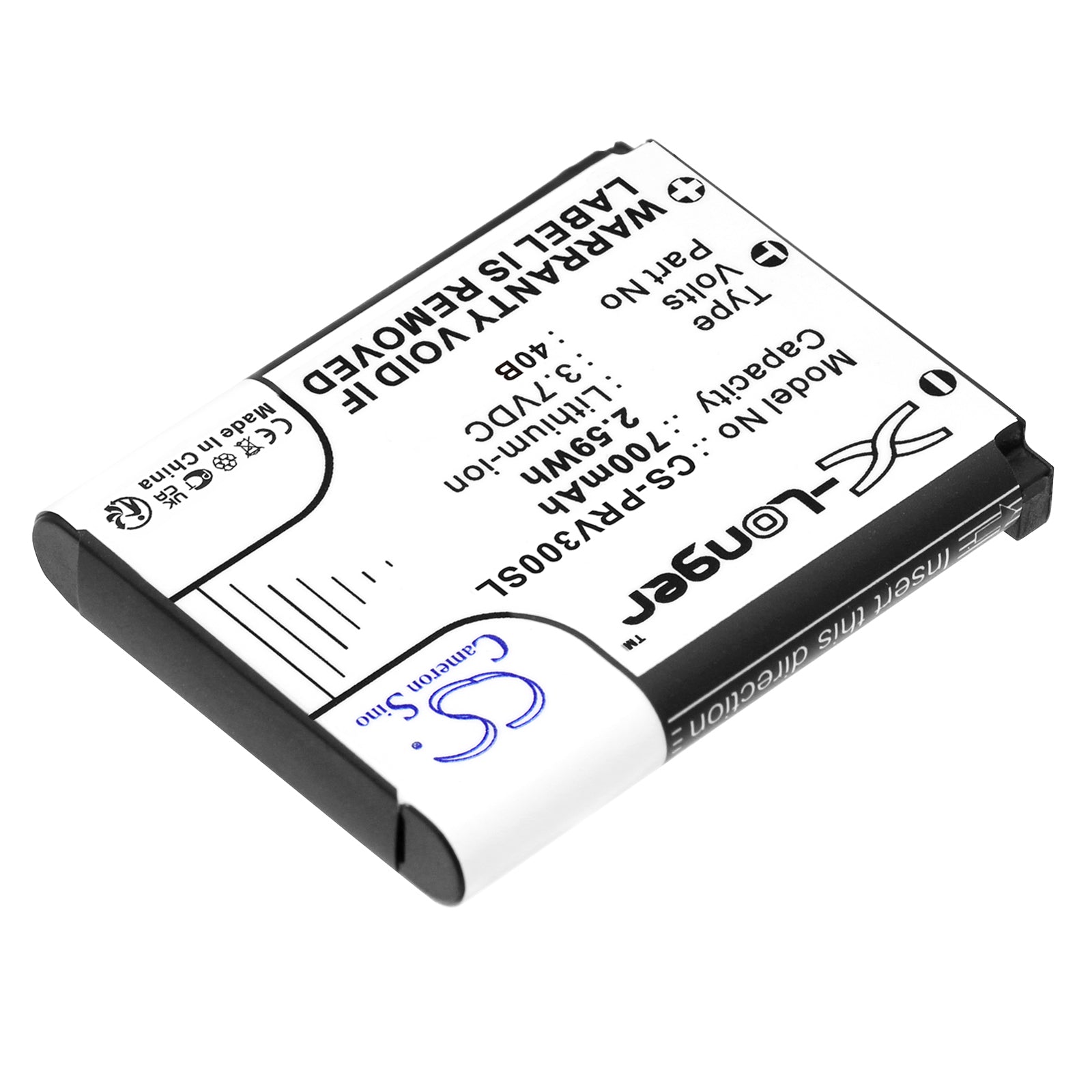 Li-ion, Dashcam Battery fits Prestigio Lr-300, Roadrunner 300, 3.7V, 700mAh Dashcam Cameron Sino Technology Limited