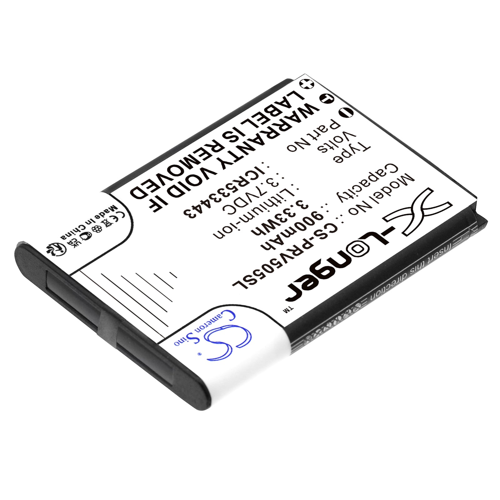 Li-ion, Dashcam Battery fits Prestigio Pcdvrr505, Roadrunner 505, 3.7V, 900mAh Dashcam Cameron Sino Technology Limited