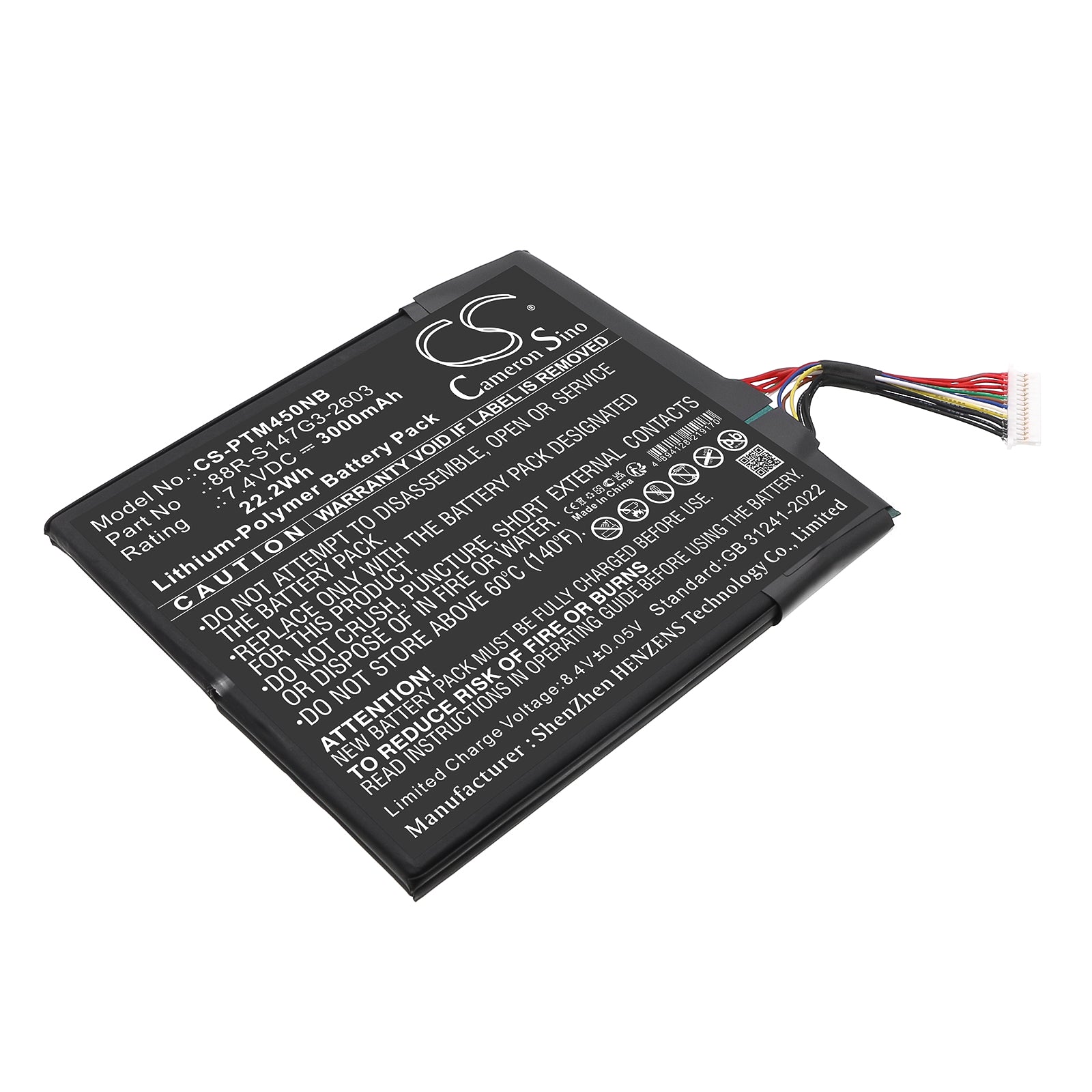 7.4V, Li-Polymer, 3000mAh, Battery fits Positivo Master N40i, Motion C432a, 22.2Wh Notebook, Laptop Cameron Sino Technology Limited