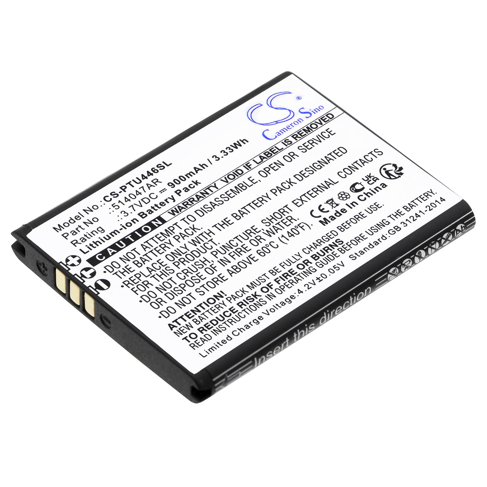 Li-ion, Mobile, SmartPhone Battery fits Panasonic Kx-tu446, Kx-tu446/4, 3.7V, 900mAh Mobile, SmartPhone Cameron Sino Technology Limited