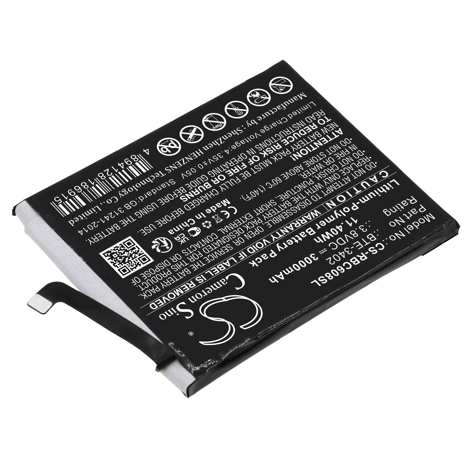 Li-Polymer, Mobile, SmartPhone Battery fits Orbic Joy, Orb608lbvzpp, 3.8V, 3000mAh Mobile, SmartPhone Cameron Sino Technology Limited