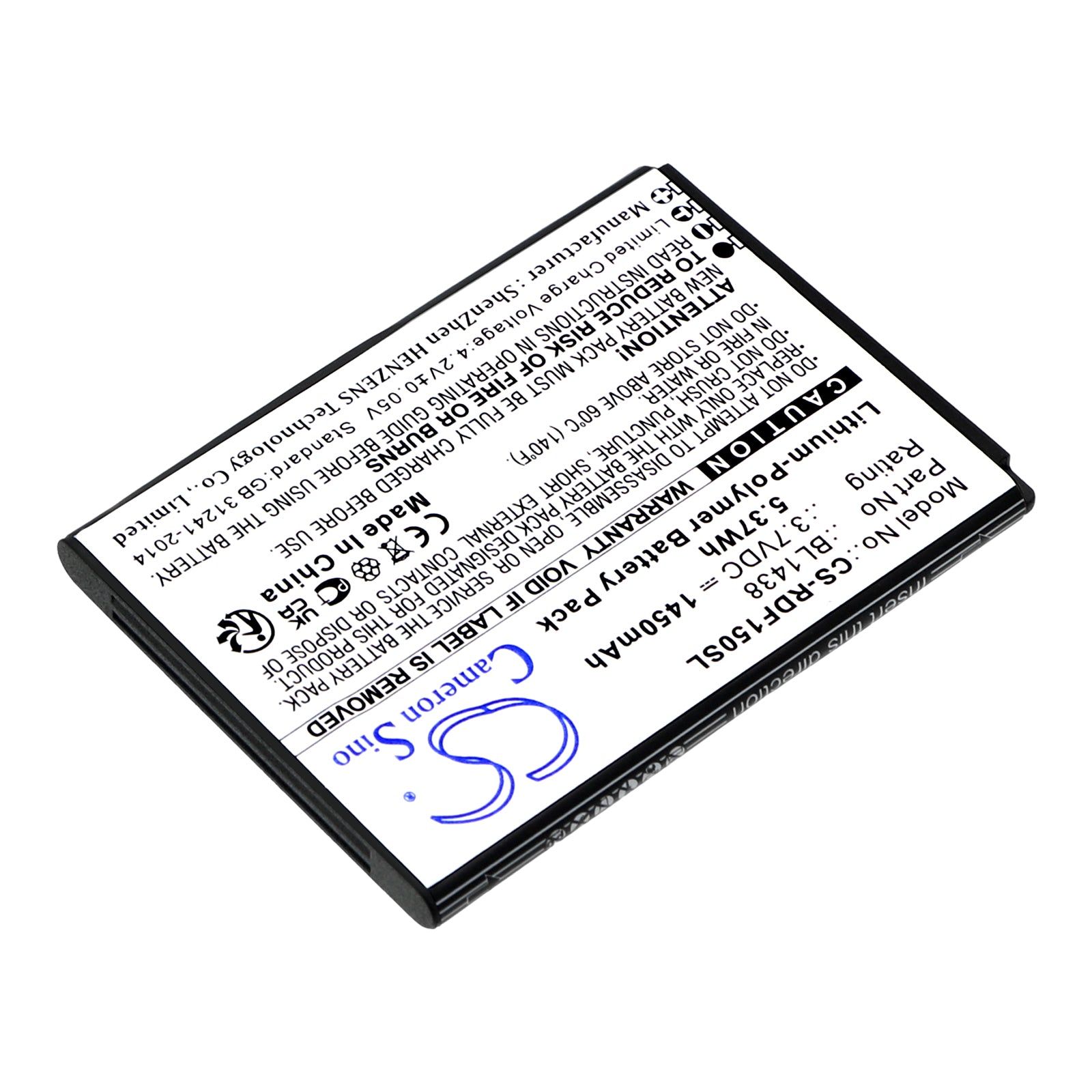 Li-Polymer, Mobile, SmartPhone Battery fits R3di Bright Flip, Fr150, 3.7V, 1450mAh Mobile, SmartPhone Cameron Sino Technology Limited