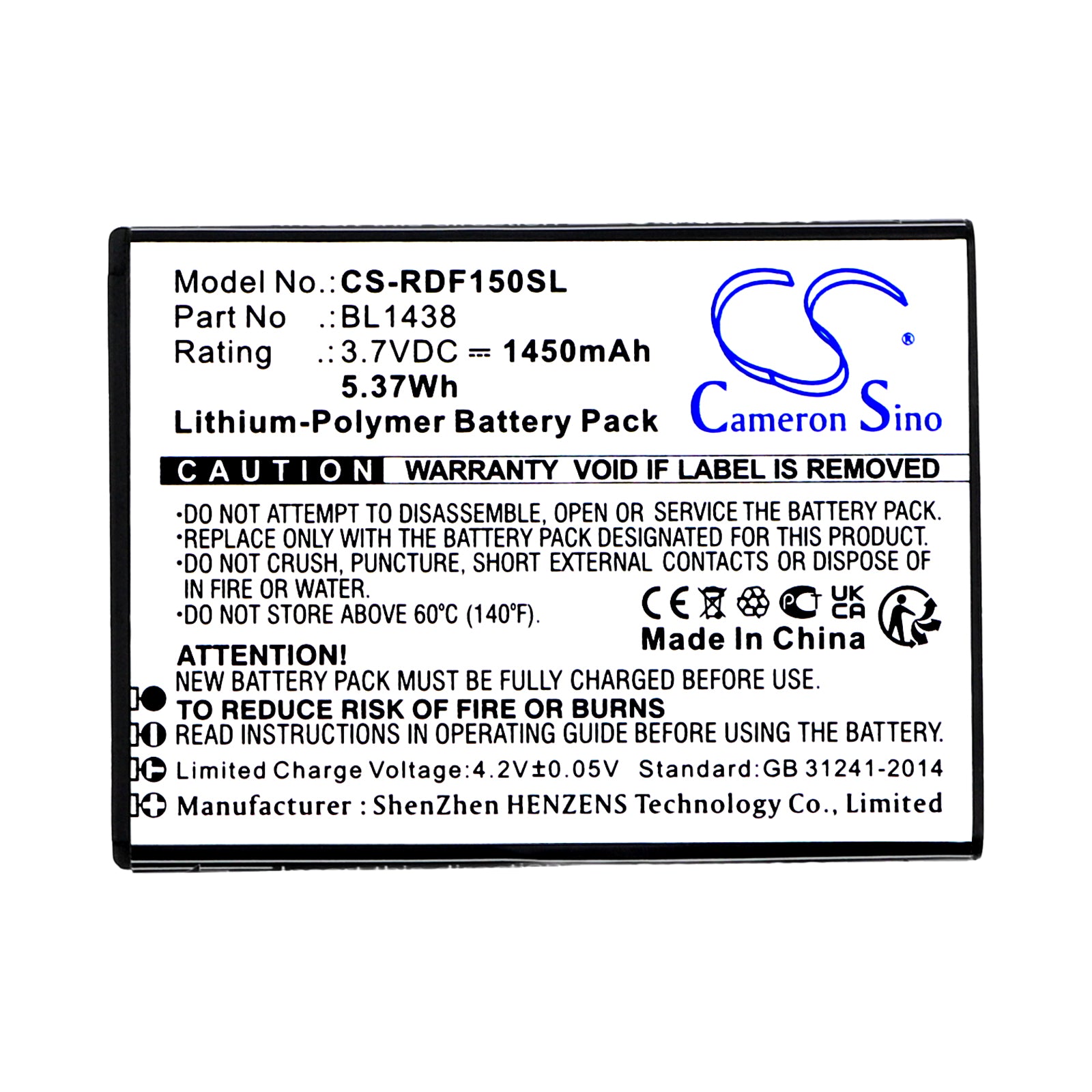 Li-Polymer, Mobile, SmartPhone Battery fits R3di Bright Flip, Fr150, 3.7V, 1450mAh Mobile, SmartPhone Cameron Sino Technology Limited