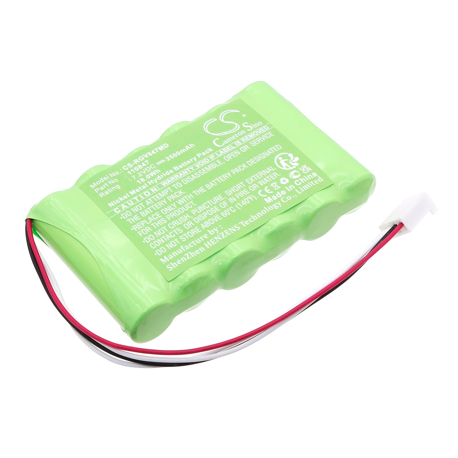 7.2V, Ni-MH, 2500mAh, Battery fits Rigel Uni-Sim Vital Signs Simulator, 18Wh Medical Cameron Sino Technology Limited