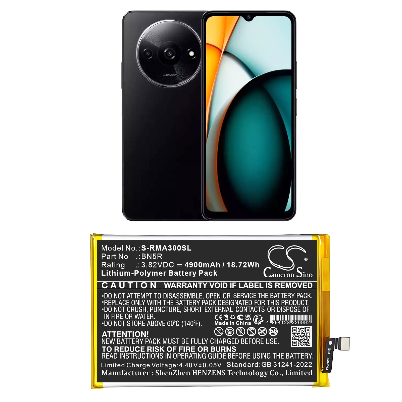 3.82V, Li-Polymer, 4900mAh, Battery fits Poco 2312BPC51H, 2312BPC51X, 18.72Wh Mobile, SmartPhone Cameron Sino Technology Limited