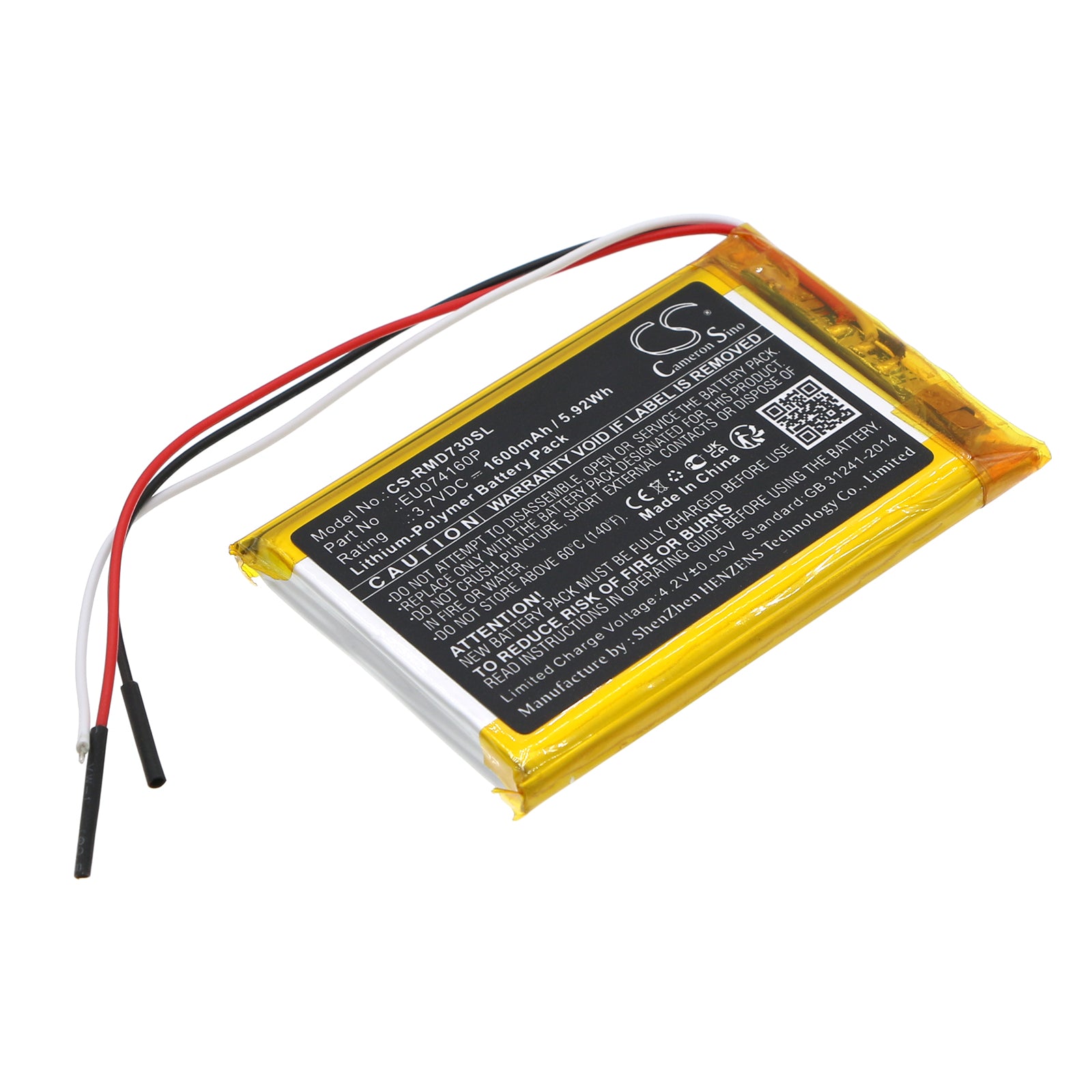 Li-Polymer, GPS, Navigator Battery fits Rand Mcnally Tnd-730, 3.7V, 1600mAh GPS, Navigator Cameron Sino Technology Limited