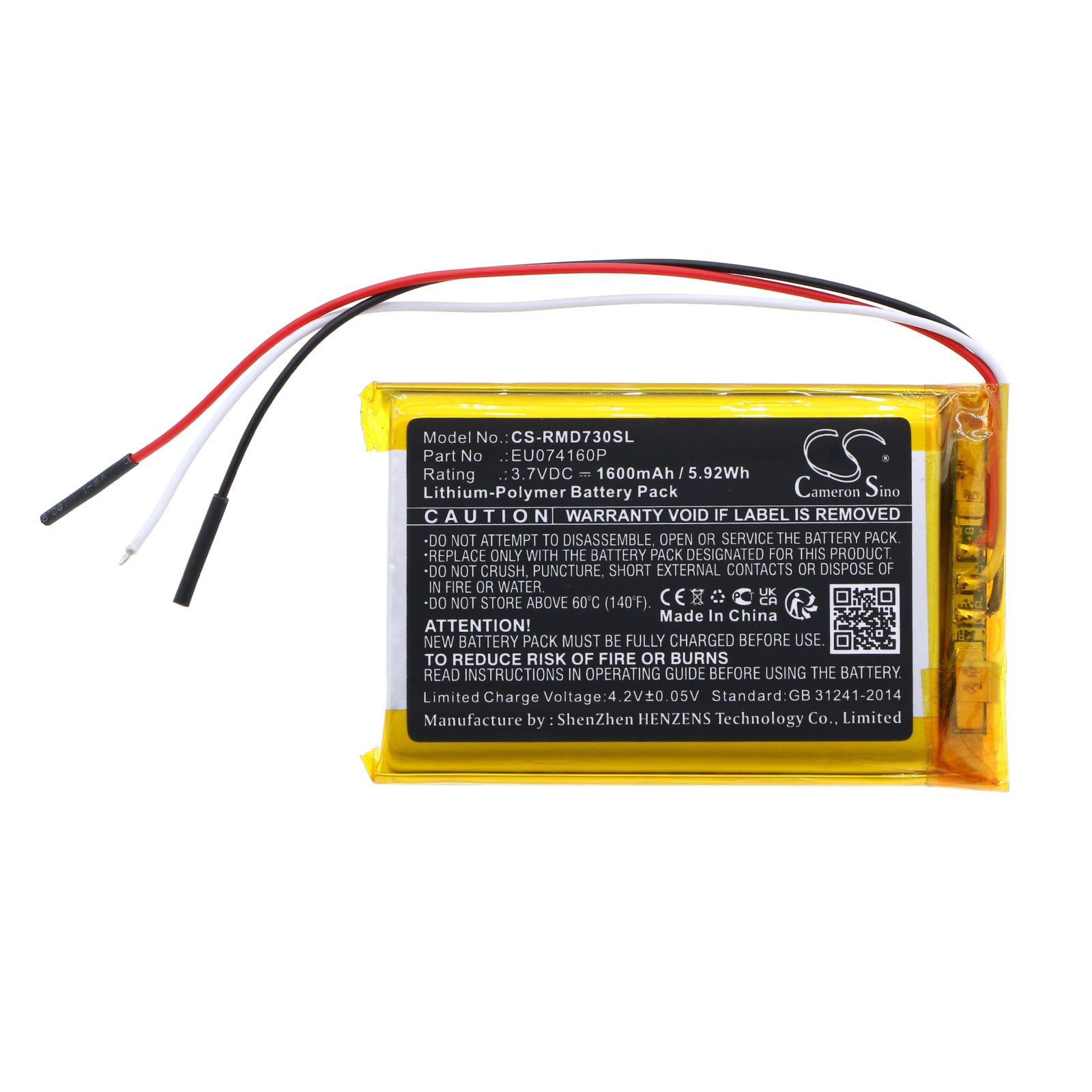 Li-Polymer, GPS, Navigator Battery fits Rand Mcnally Tnd-730, 3.7V, 1600mAh GPS, Navigator Cameron Sino Technology Limited
