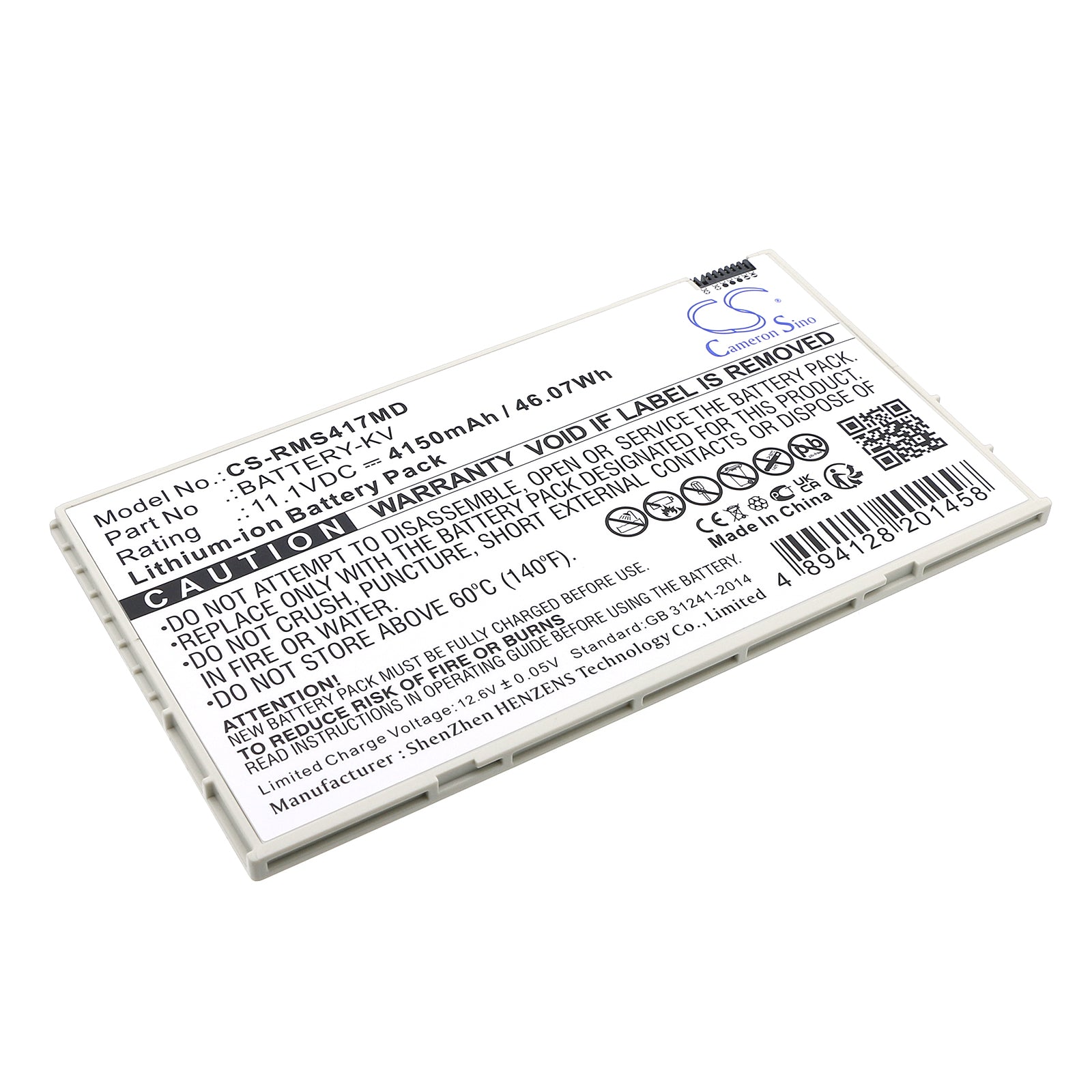 Li-ion, Medical Battery fits Iray Mars1417v, Mars1417v Flat Panel Detector, 11.1V, 4150mAh Medical Cameron Sino Technology Limited