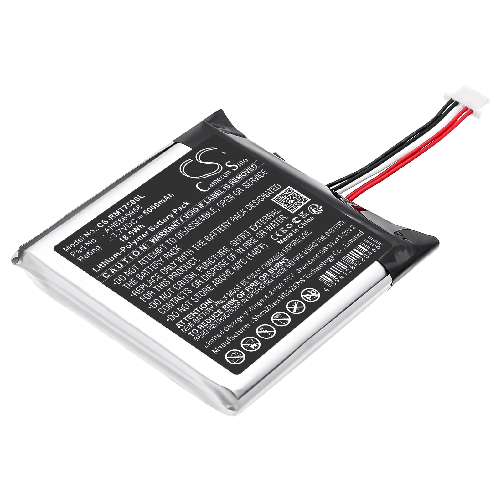 3.7V, Li-Polymer, 5000mAh, Battery fits Rand McNally TND-750, 18.5Wh GPS, Navigator Cameron Sino Technology Limited