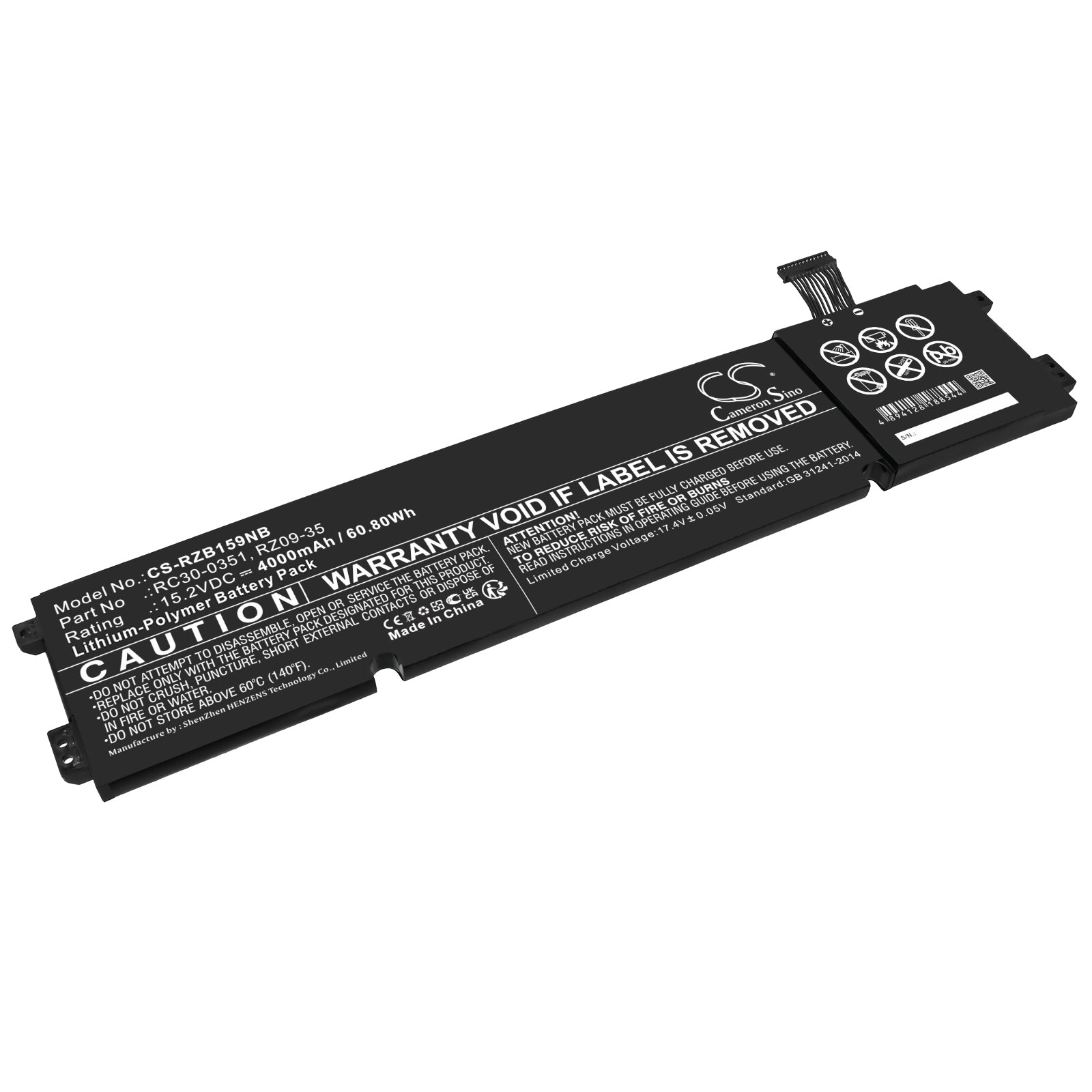 Li-Polymer, Notebook, Laptop Battery fits Razer Blade 15 Base, Rz09-0369x, 15.2V, 4000mAh Notebook, Laptop Cameron Sino Technology Limited