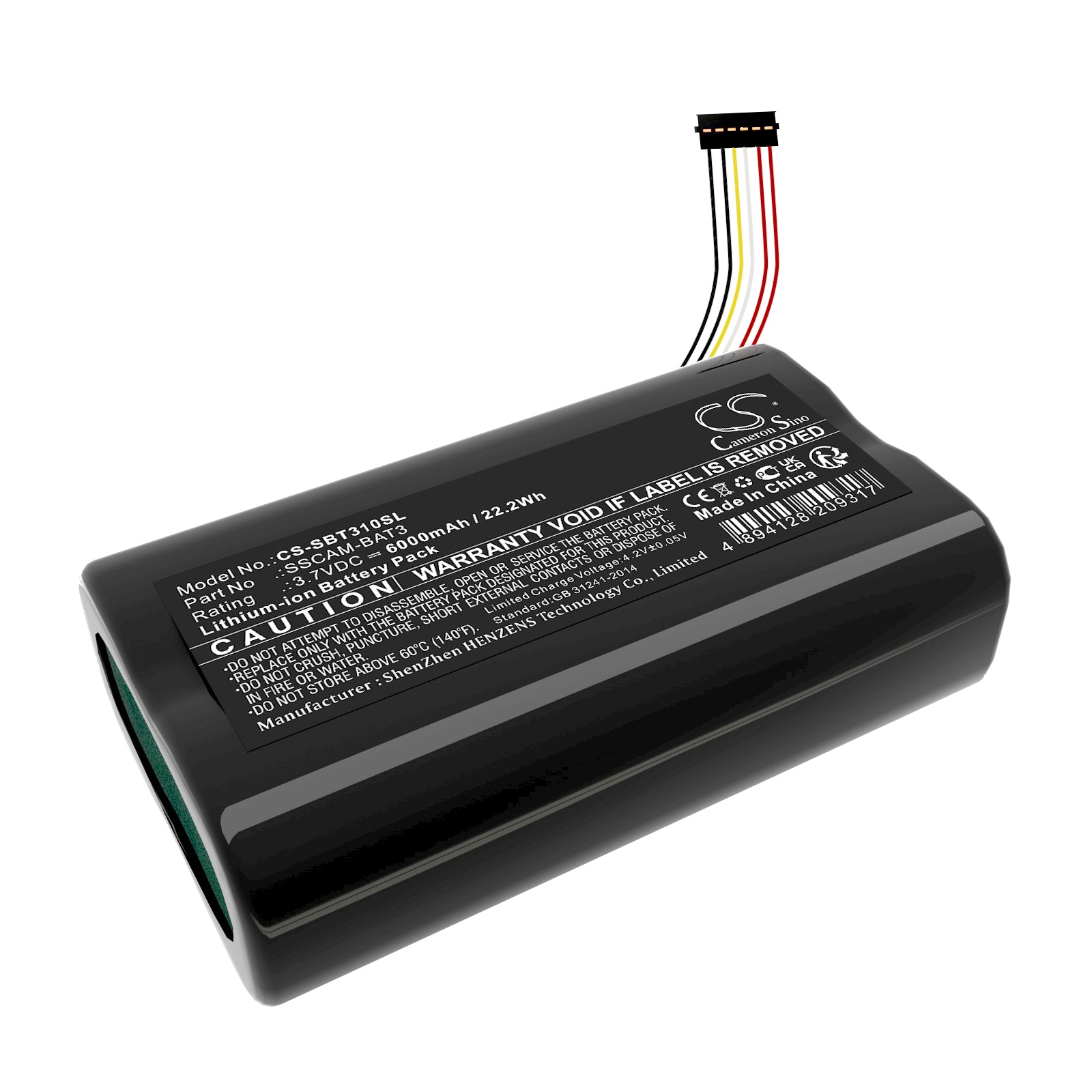 Li-ion, Home Security Camera Battery fits Simplisafe Simplisafe, 3.7V, 6000mAh Home Security Camera Cameron Sino Technology Limited
