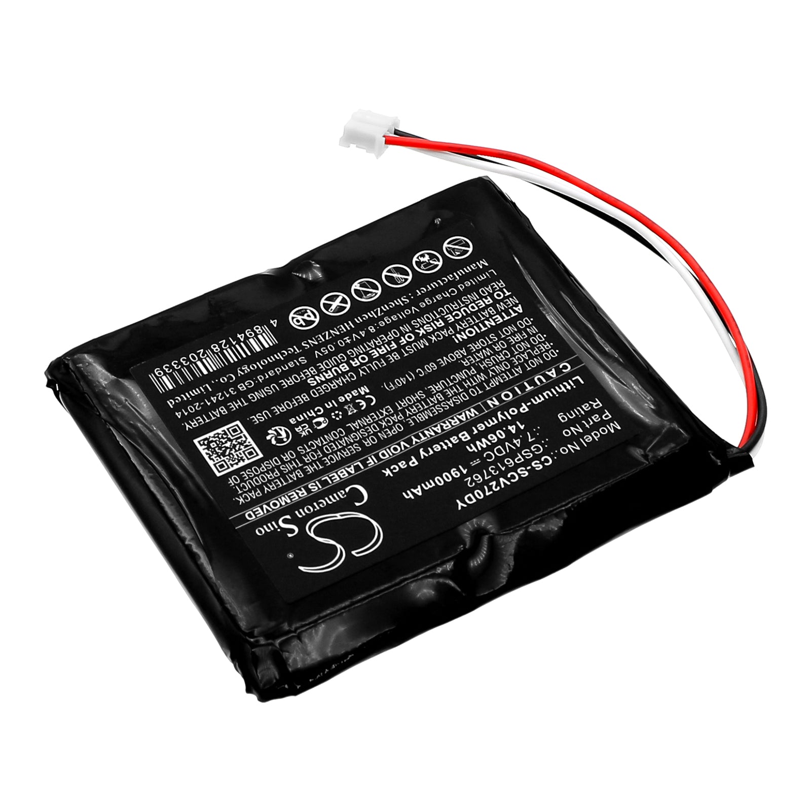 Li-Polymer, DVD Player Battery fits Sencor Spv 2716, Spv 2718, 7.4V, 1900mAh DVD Player Cameron Sino Technology Limited