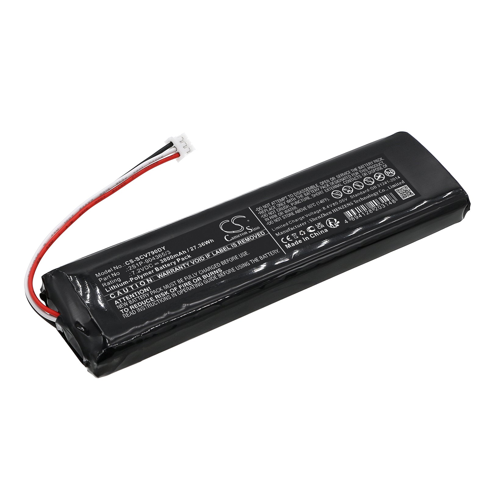 Li-Polymer, DVD Player Battery fits Sencor Spv7903t, Spv-7903t, 7.2V, 3800mAh DVD Player Cameron Sino Technology Limited