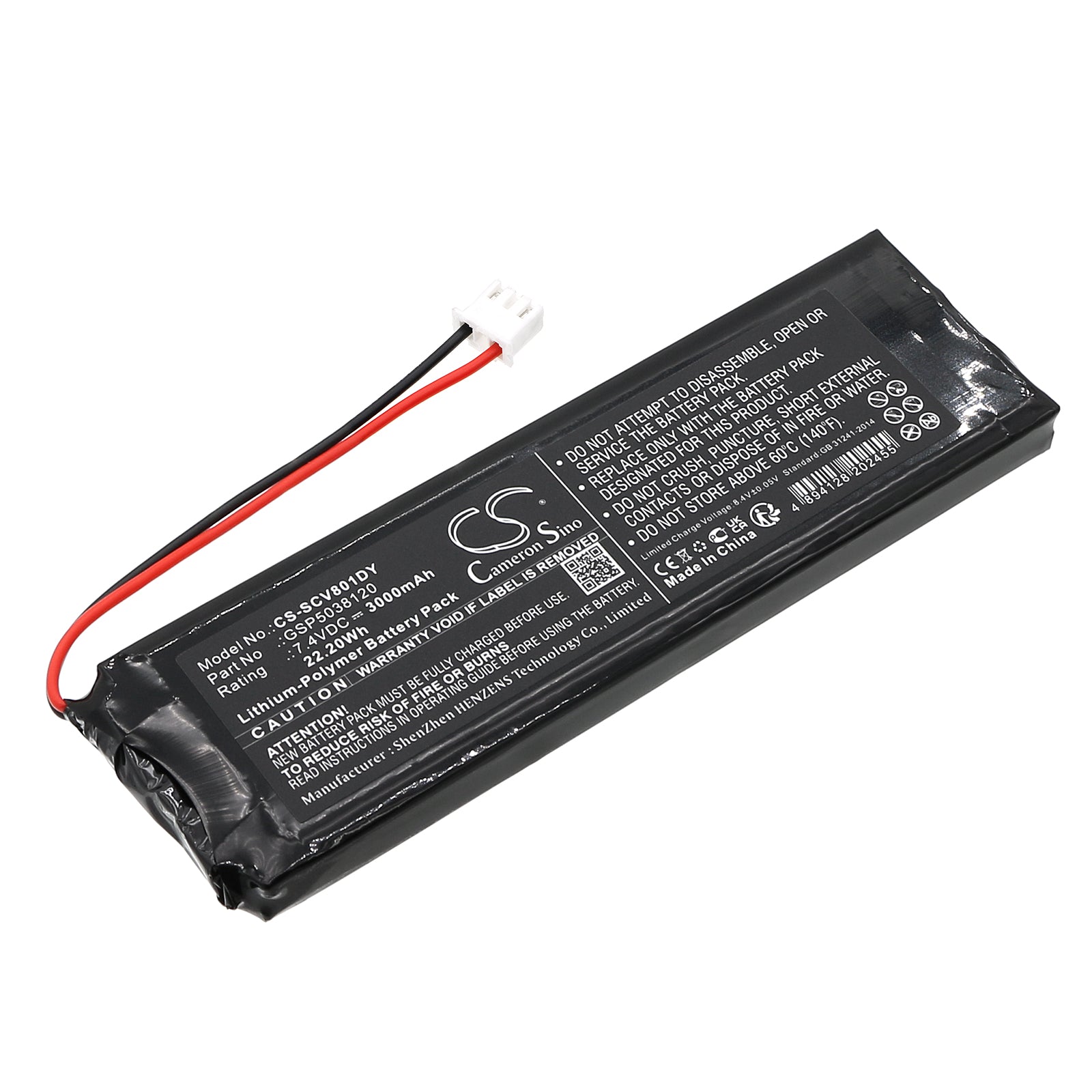 Li-Polymer, DVD Player Battery fits Sencor Spv8011t, Spv-8011t, 7.4V, 3000mAh DVD Player Cameron Sino Technology Limited
