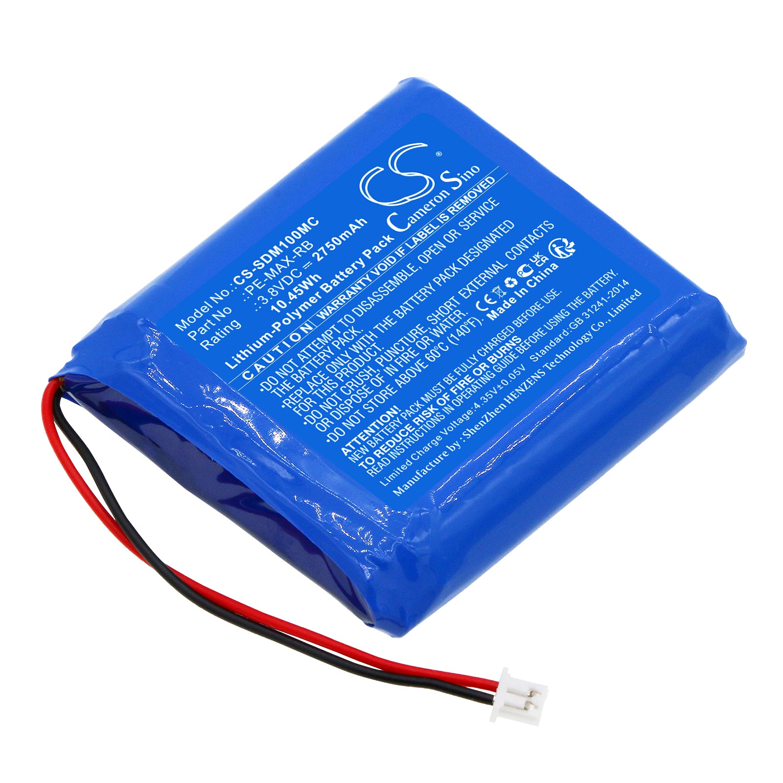 Li-Polymer, Body Camera Battery fits Patroleyes Pe-edge, Pe-max, 3.8V, 2750mAh Body Camera Cameron Sino Technology Limited