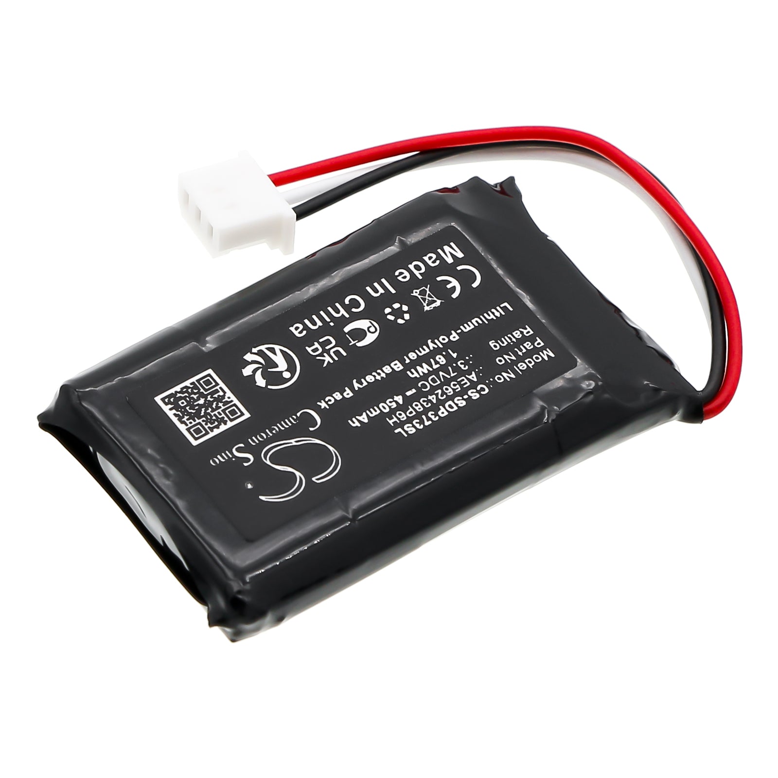 3.7V, Li-Polymer, 450mAh, Battery fits Dogtra Transmitter 280C, Transmitter IQ, 1.67Wh Dog Collar Cameron Sino Technology Limited