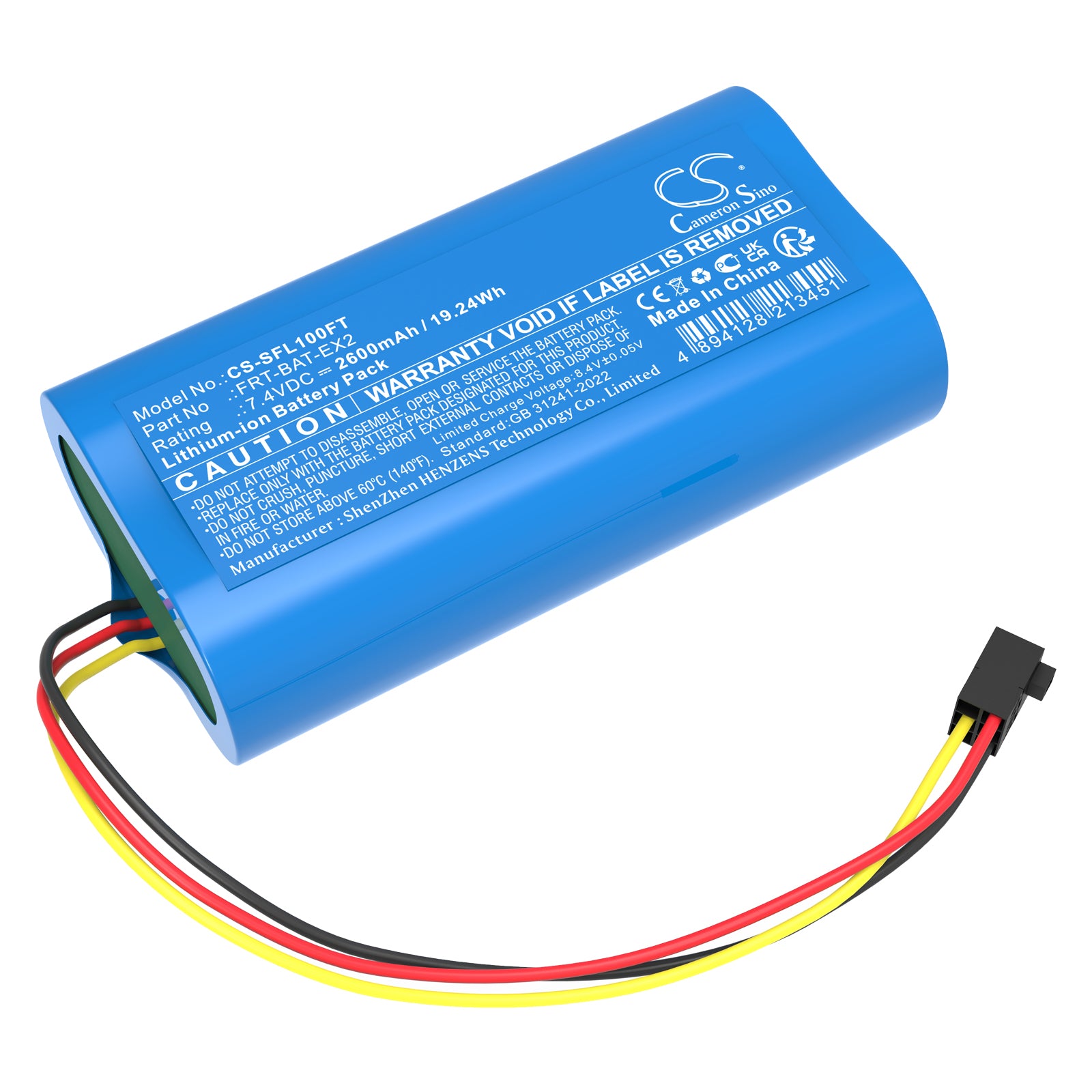 7.4V, Li-ion, 2600mAh, Battery fits Stripelight FRT-EX, FRT-L1, 19.24Wh Flashlight Cameron Sino Technology Limited