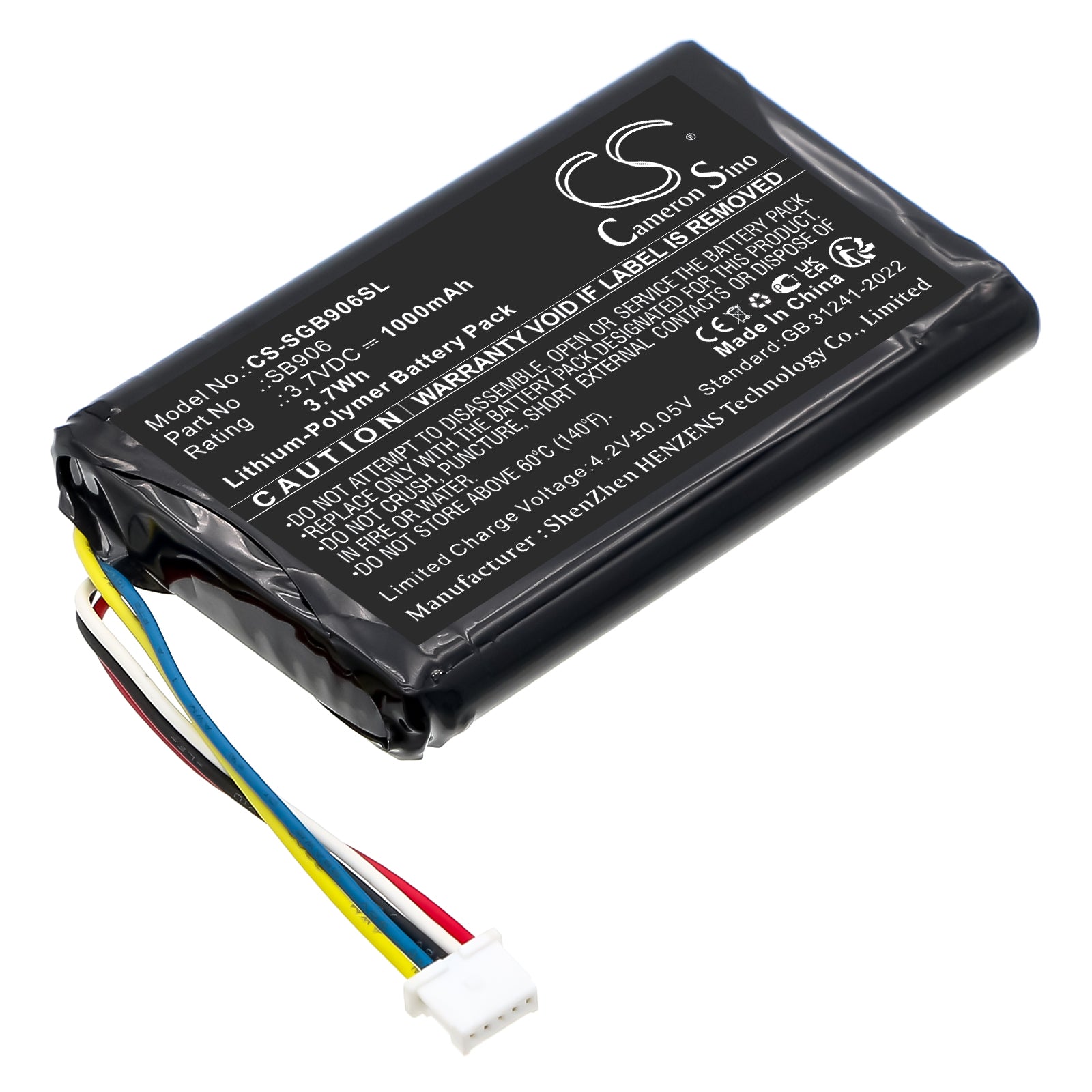 3.7V, Li-Polymer, 1000mAh, Battery fits Shure MXW1X, MXW6X, 3.7Wh Transmitters & Receiver Cameron Sino Technology Limited