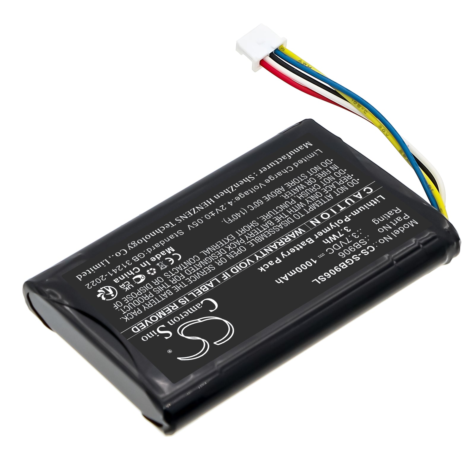 3.7V, Li-Polymer, 1000mAh, Battery fits Shure MXW1X, MXW6X, 3.7Wh Transmitters & Receiver Cameron Sino Technology Limited
