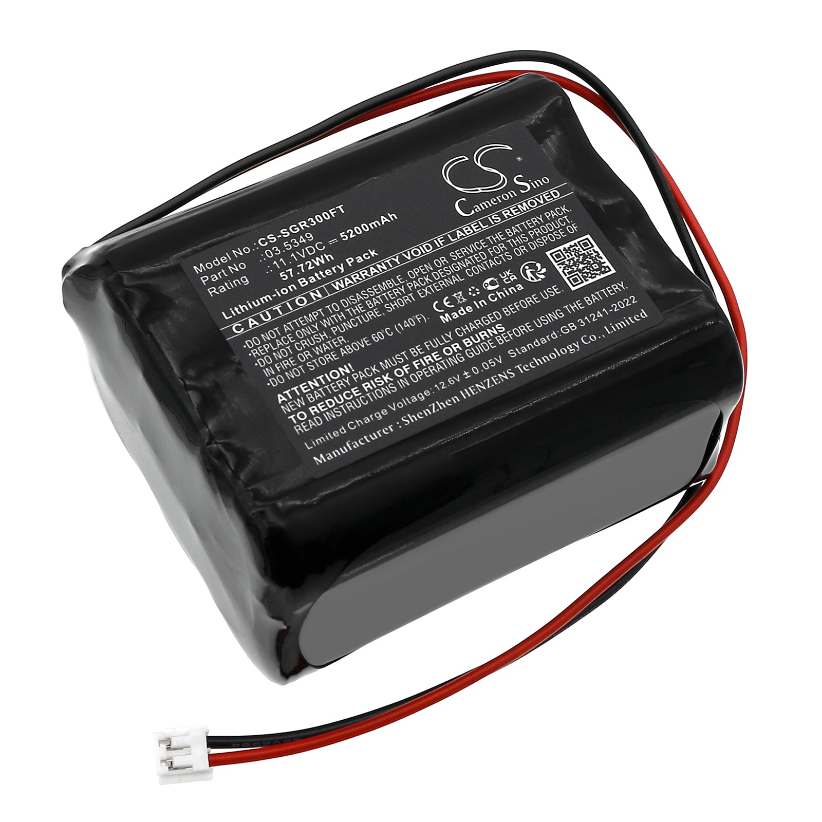 11.1V, Li-ion, 5200mAh, Battery fits SCANGRIP NOVA 3, NOVA 4 K C+R, 57.72Wh Flashlight Cameron Sino Technology Limited