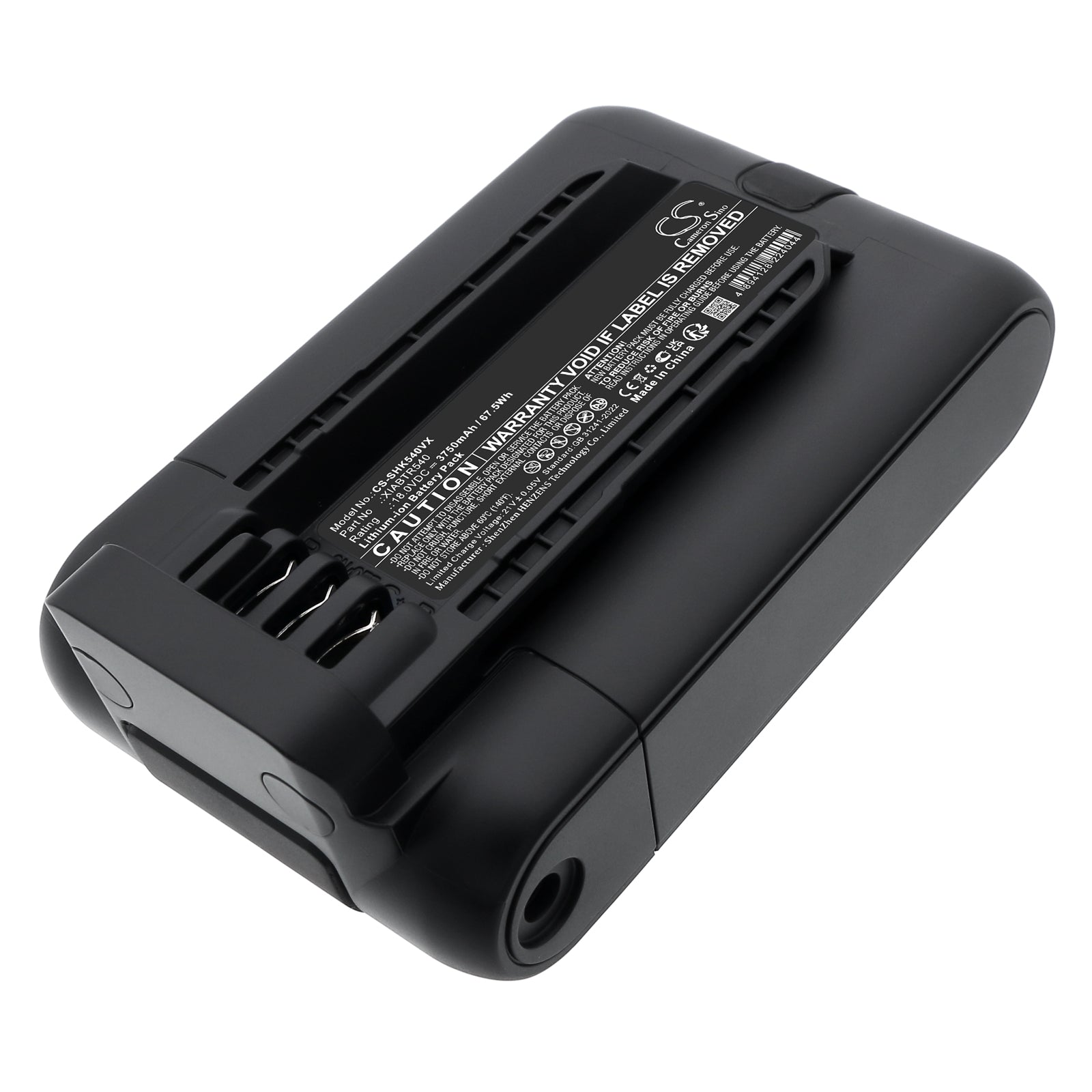 18V, Li-ion, 3750mAh, Battery fits Shark XIABTR540, XIABTR540EU, 67.5Wh Vacuum Cameron Sino Technology Limited