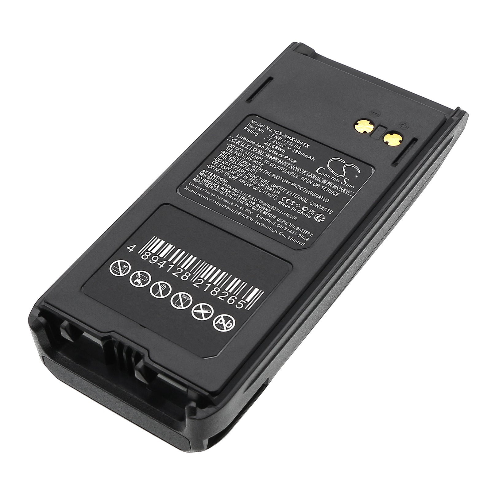 7.4V, Li-ion, 3200mAh, Battery fits Standard Horizon HX400IS, HX400, 23.68Wh Two-Way Radio Cameron Sino Technology Limited