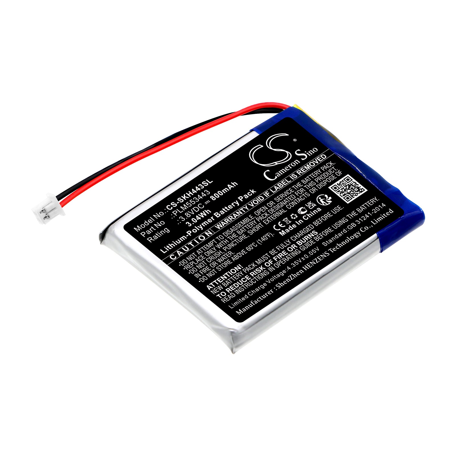 Li-Polymer, Home Security Camera Battery fits Skybell Dh Doorbell, 3.8V, 800mAh Home Security Camera Cameron Sino Technology Limited