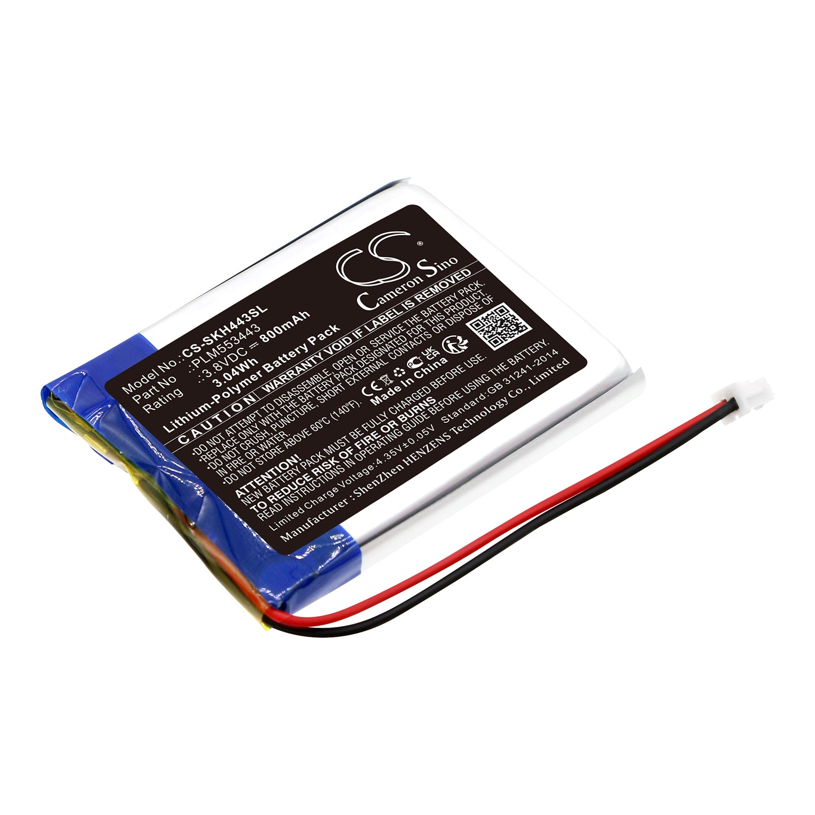 Li-Polymer, Home Security Camera Battery fits Skybell Dh Doorbell, 3.8V, 800mAh Home Security Camera Cameron Sino Technology Limited