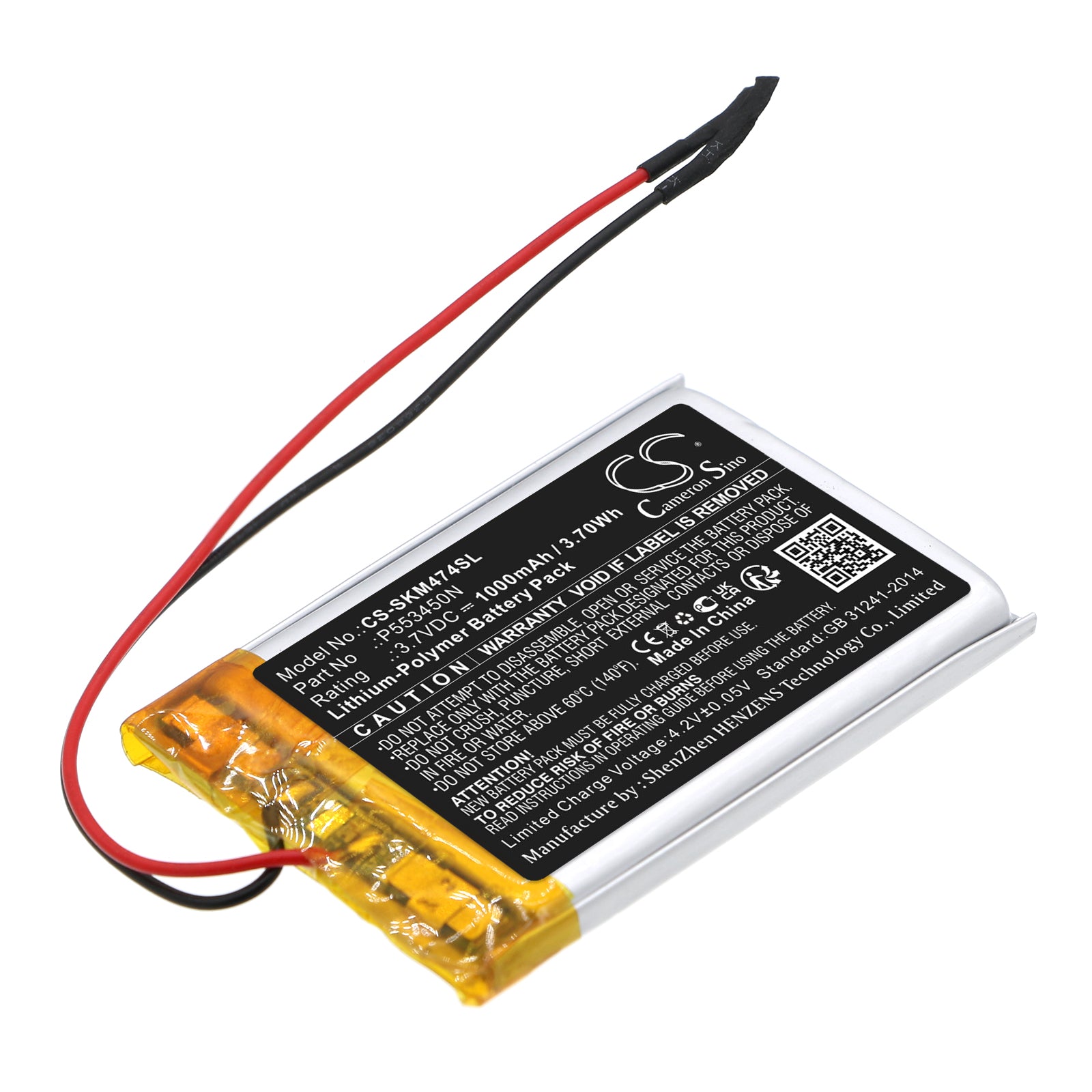 Li-Polymer, Speaker Battery fits Skullcandy S7shhw-474, Shrapnel Mini, 3.7V, 1000mAh Speaker Cameron Sino Technology Limited