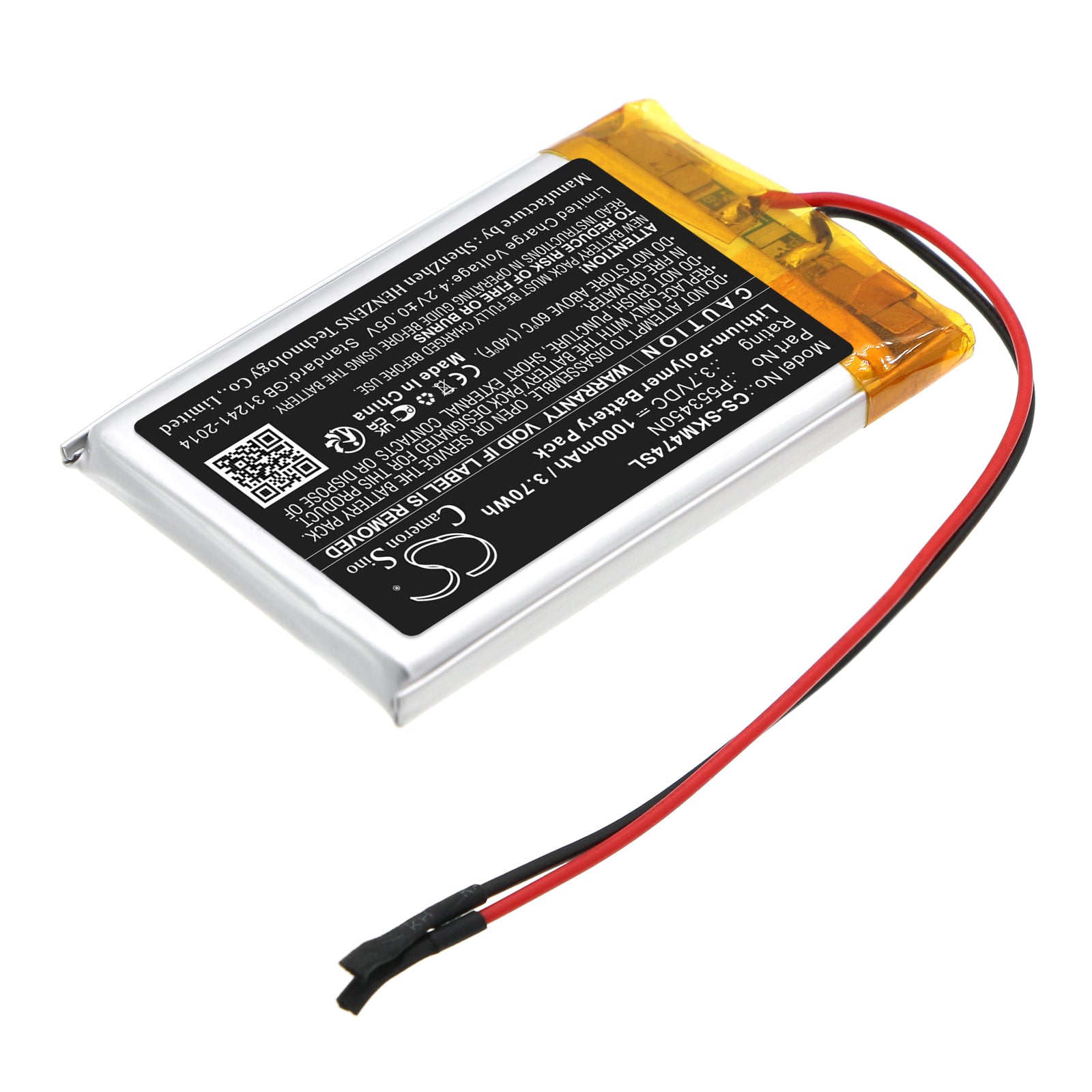 Li-Polymer, Speaker Battery fits Skullcandy S7shhw-474, Shrapnel Mini, 3.7V, 1000mAh Speaker Cameron Sino Technology Limited