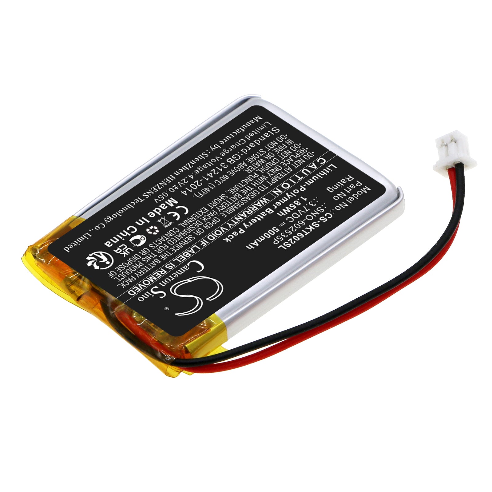 Li-Polymer, Home Security Camera Battery fits Skybell Trim Plus Wifi Video Doorbell, 3.7V, 500mAh Home Security Camera Cameron Sino Technology Limited