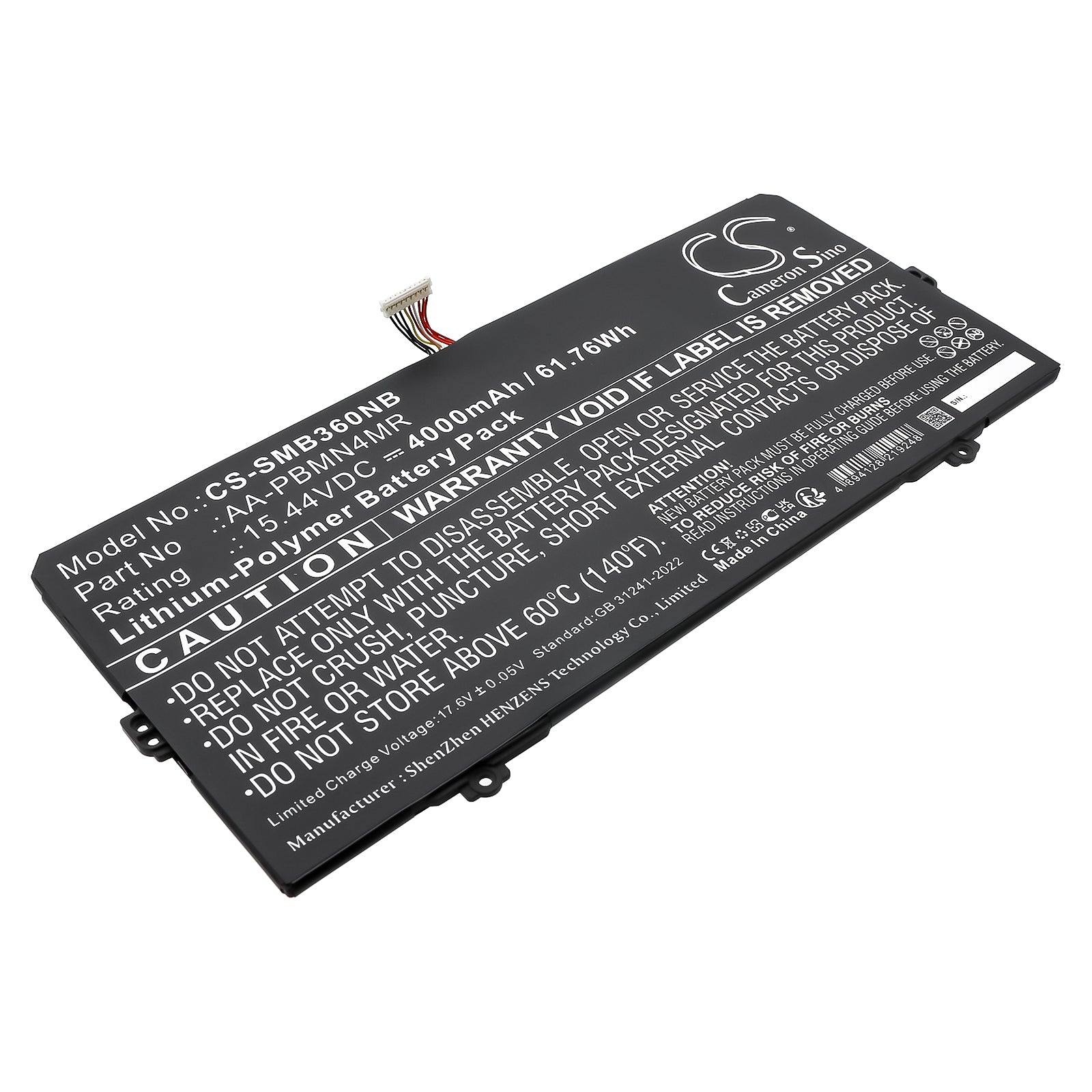 15.44V, Li-Polymer, 4000mAh, Battery fits Samsung Galaxy Book2 Pro 13, Galaxy Book2 Pro 13 NP930XED-KA1BE, 61.76Wh Notebook, Laptop Cameron Sino Technology Limited