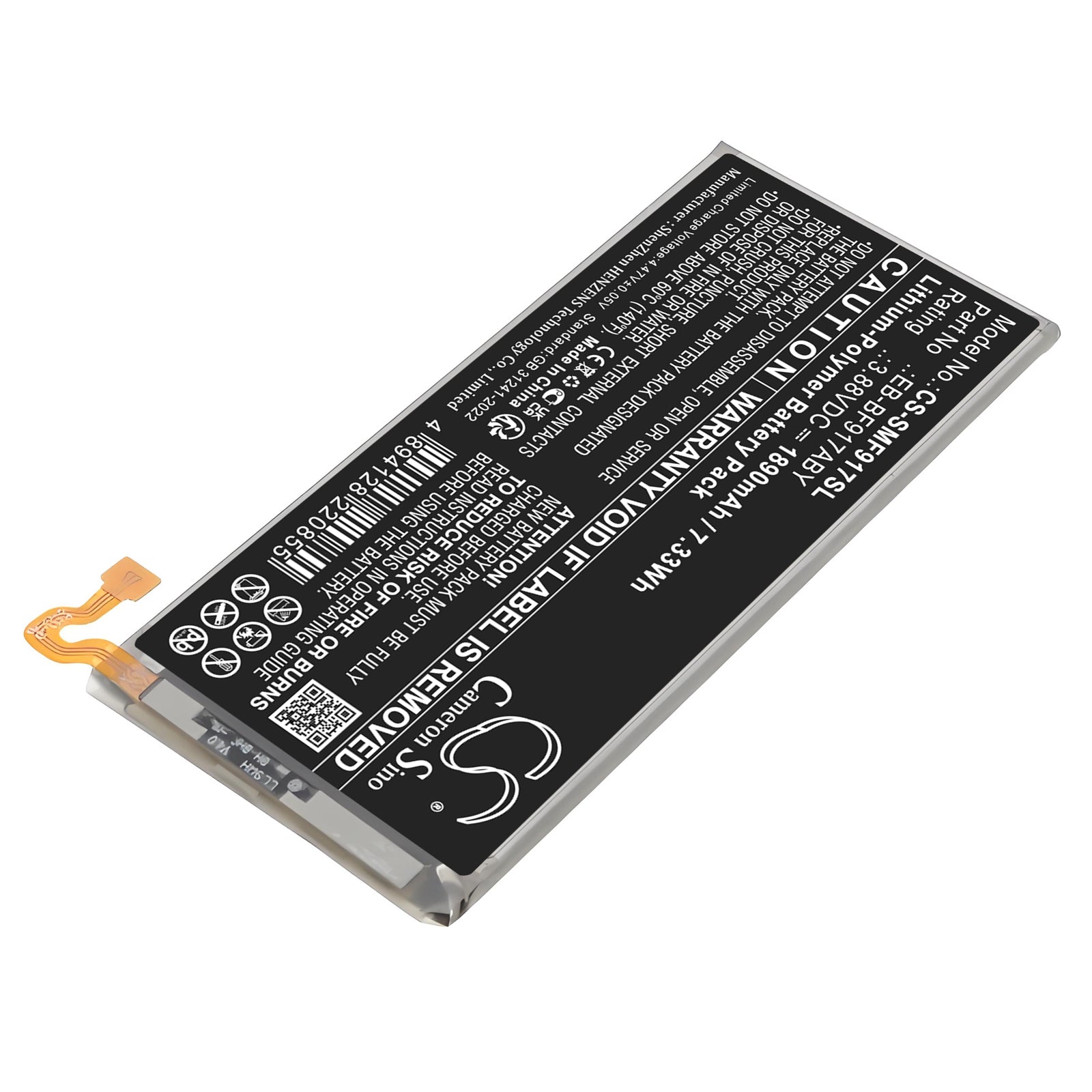 3.88V, Li-Polymer, 1890mAh, Battery fits Samsung Galaxy W21 5G, Galaxy Z Fold2, 7.33Wh Mobile, SmartPhone Cameron Sino Technology Limited